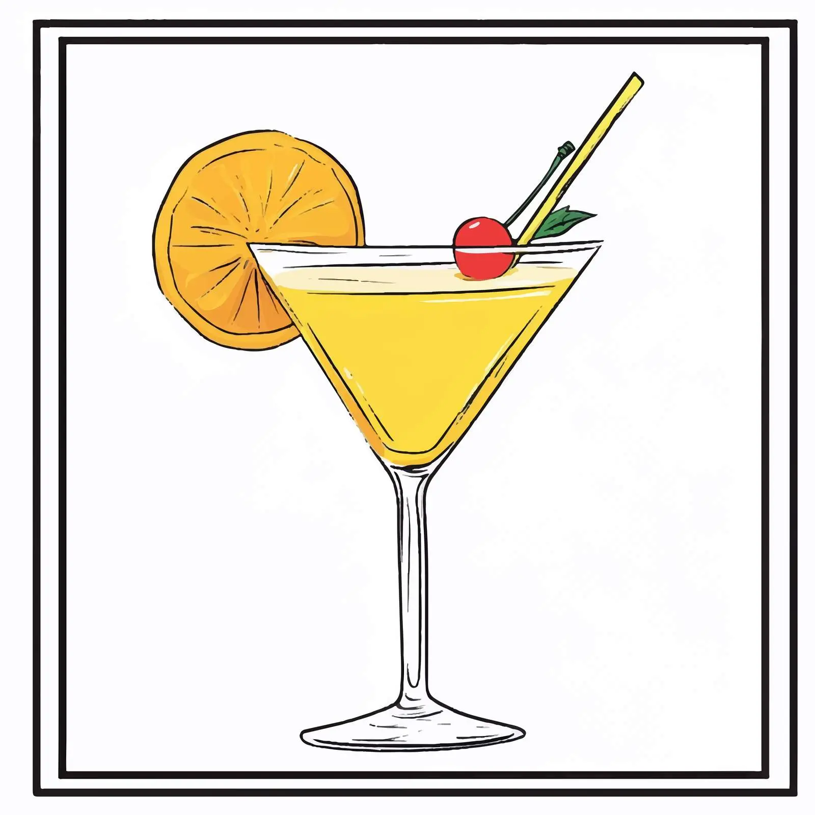 Yellow Cocktail Snifter Hand-Drawn Sketch — free download from Dotvec