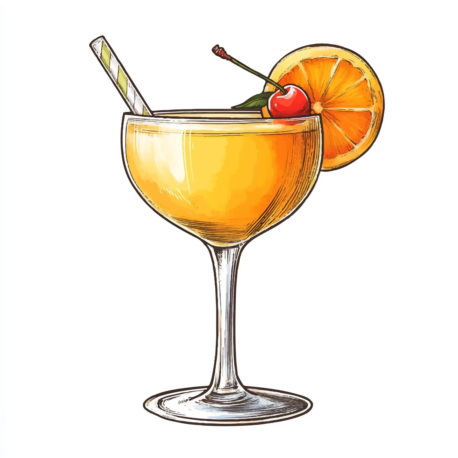 Colorful Yellow Cocktail Sketch — free download from Dotvec