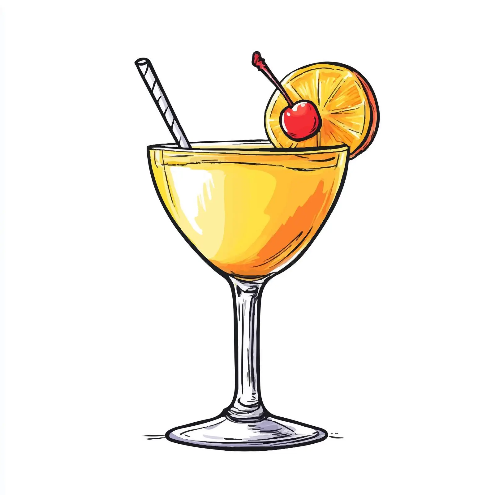 Colorful Hand-Drawn Yellow Cocktail Sketch — free download from Dotvec