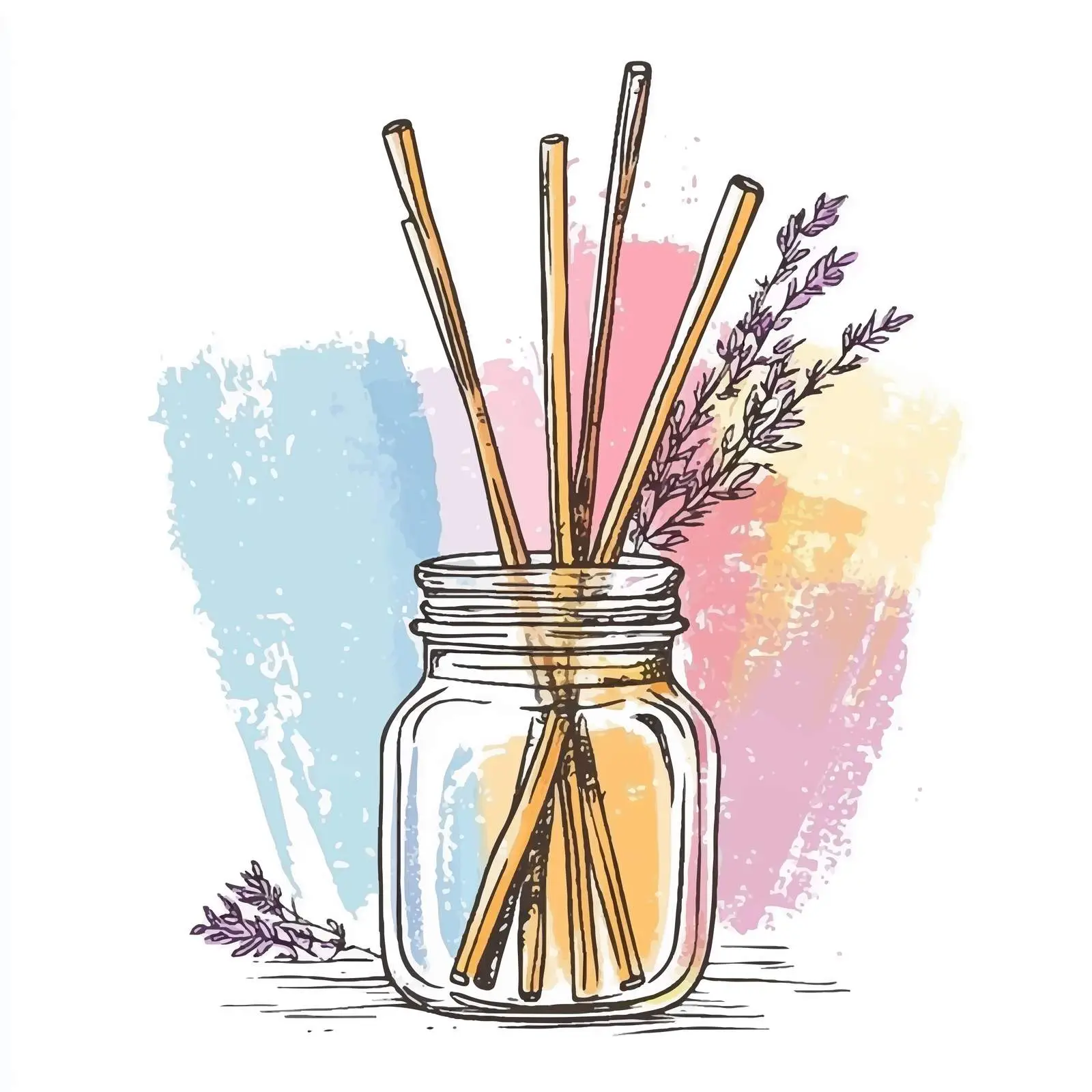 Aroma Sticks in Glass Jar Sketch — free download from Dotvec
