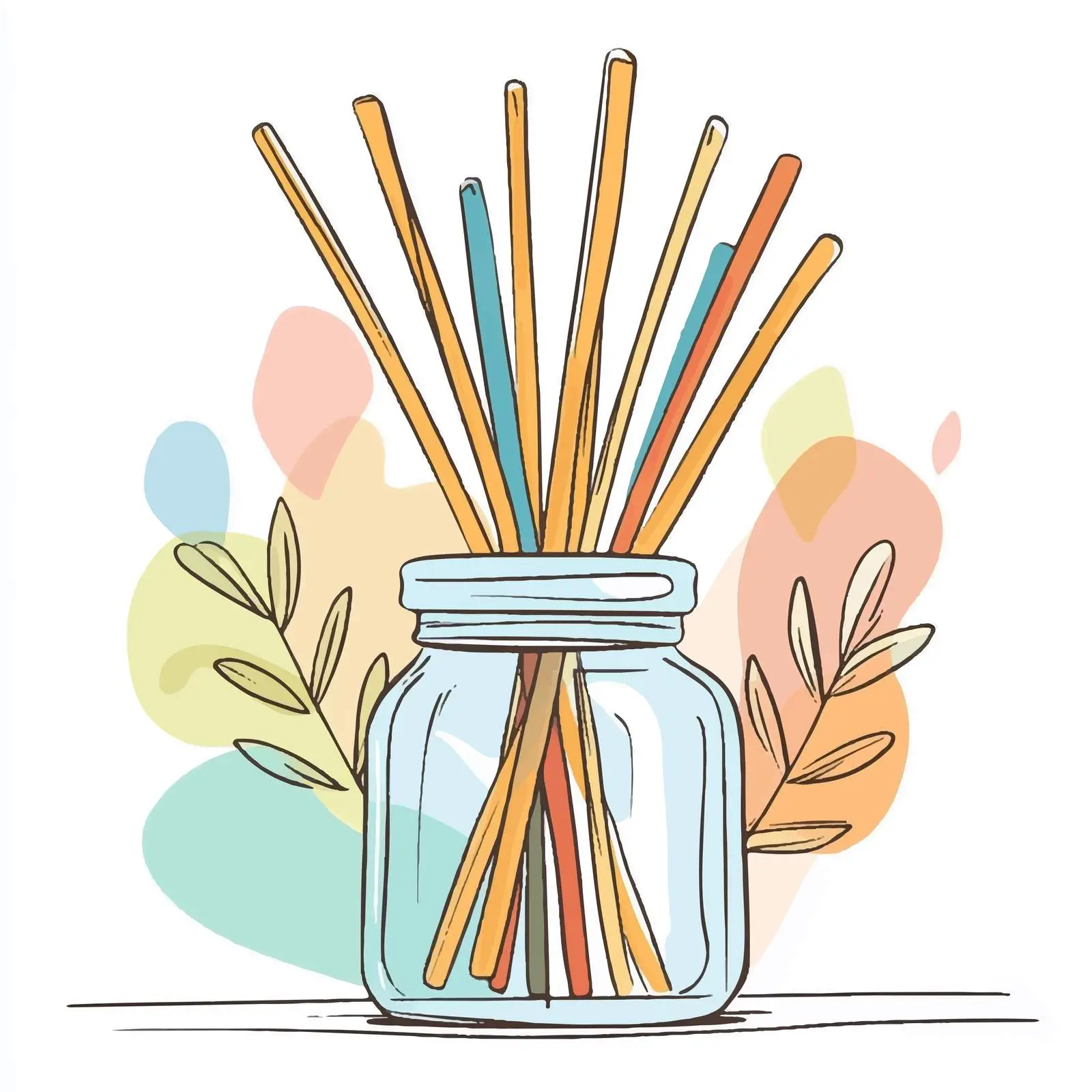 Hand-Drawn Aroma Sticks in Jar — free download from Dotvec