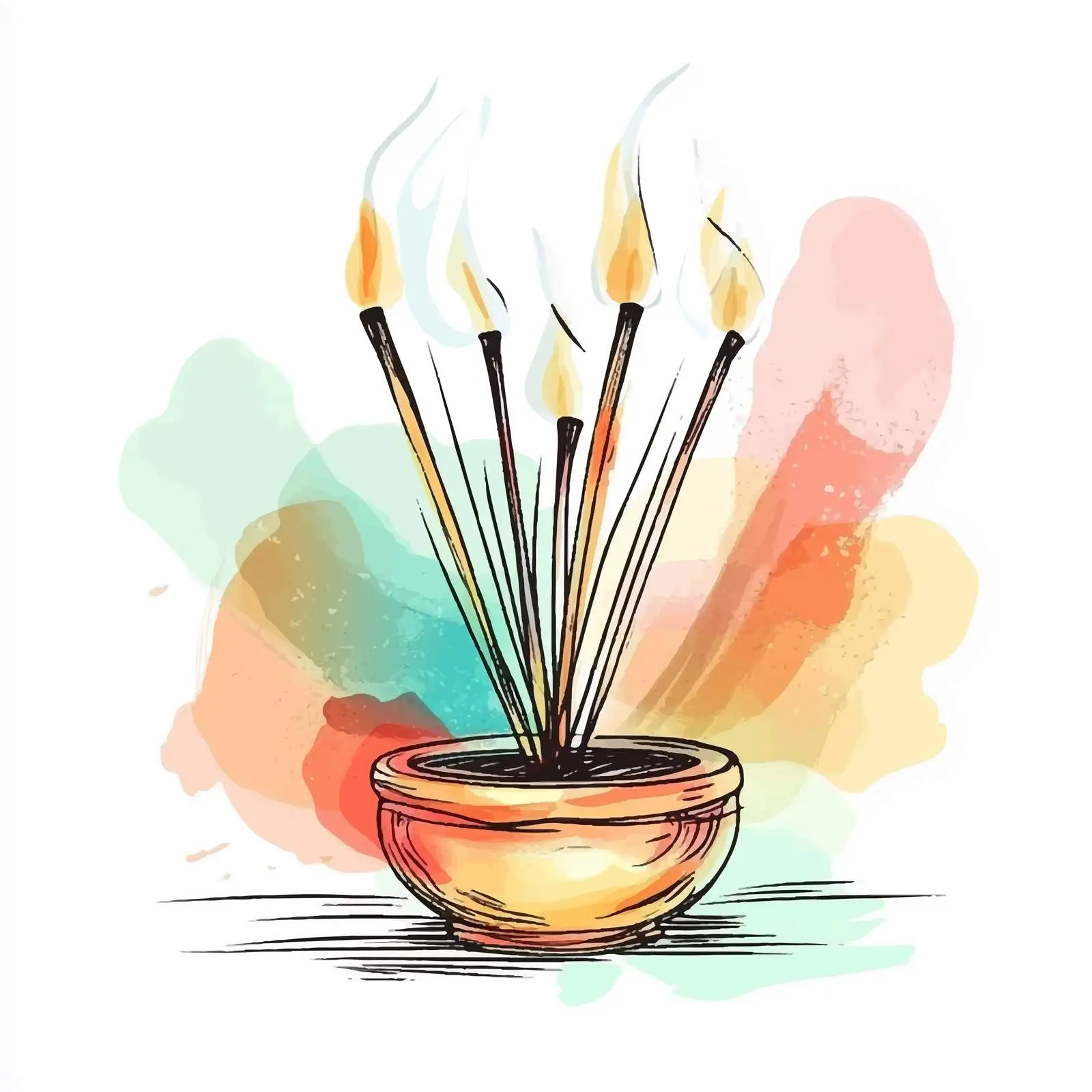 Colorful Hand-Drawn Aroma Stick Sketch — free download from Dotvec