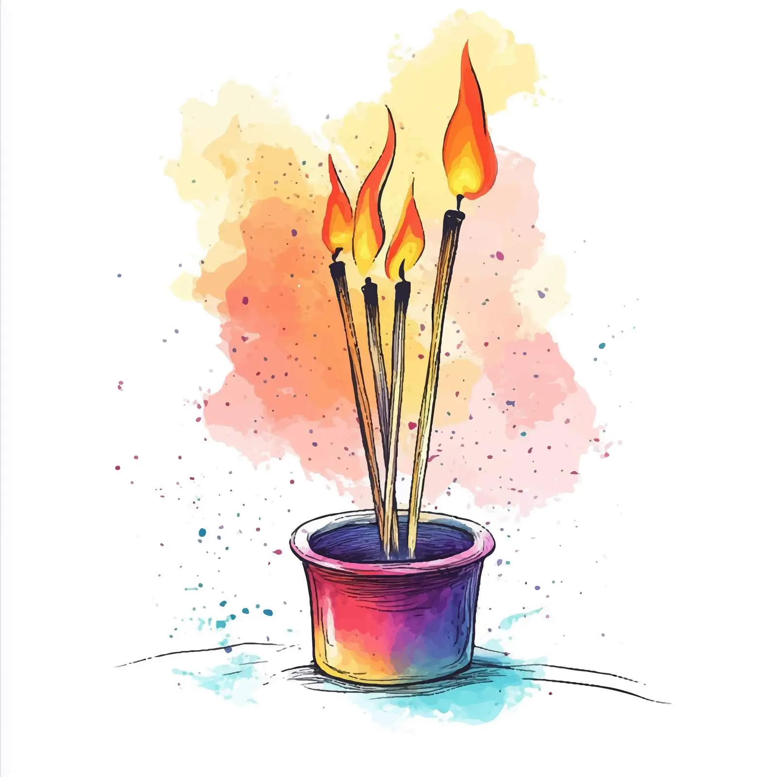 Colorful Hand-Drawn Aroma Stick Sketch — free download from Dotvec