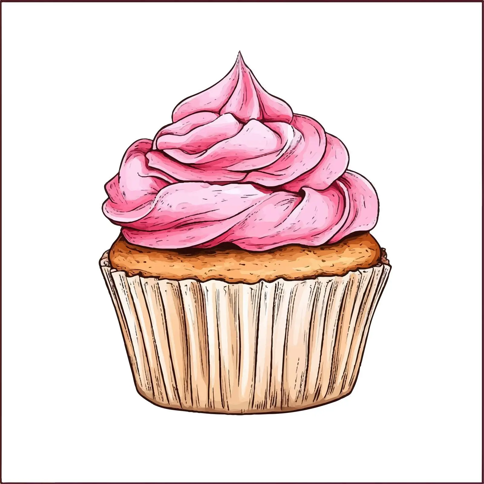 Colorful Hand-Drawn Cupcake Illustration — free download from Dotvec