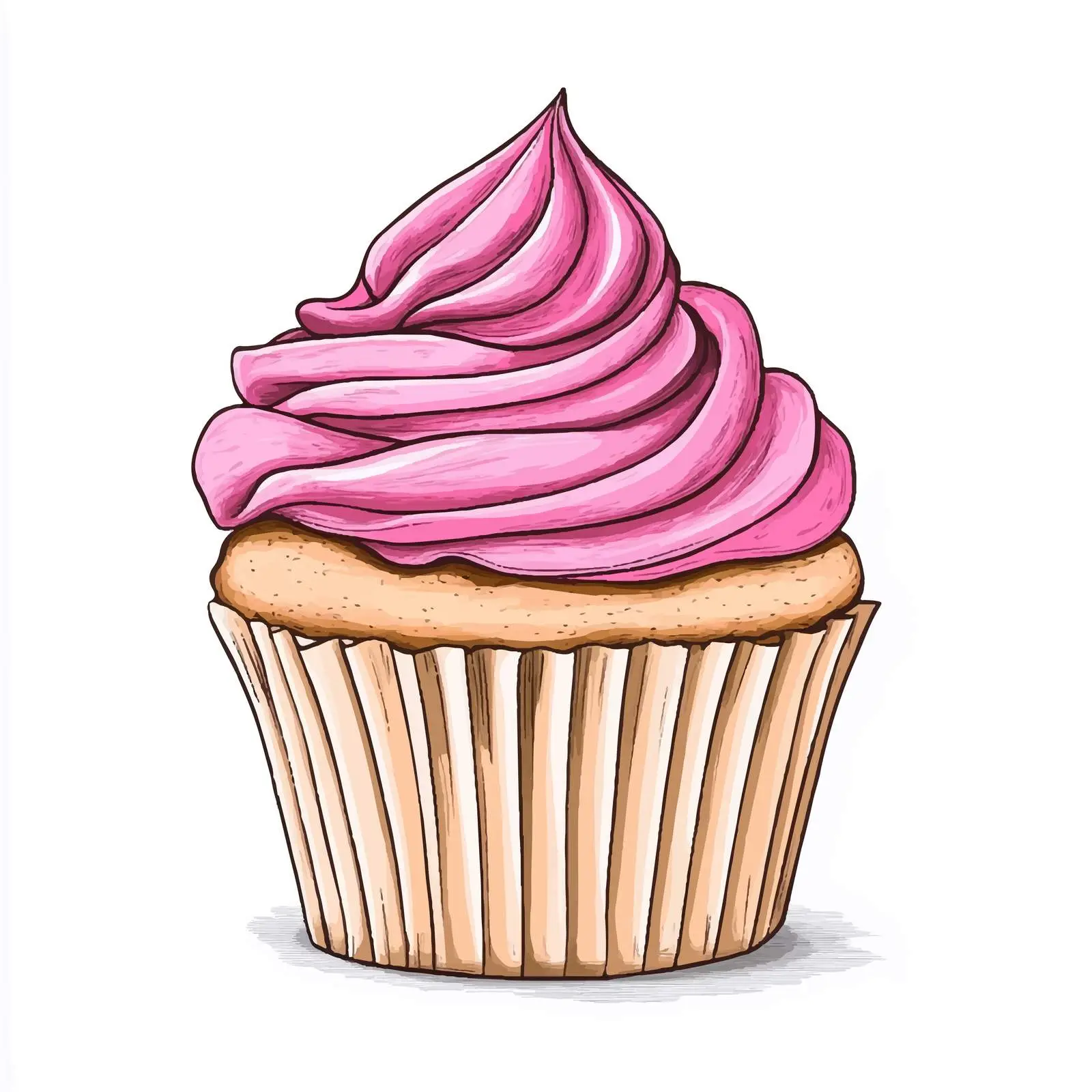 Colorful Hand-Drawn Cupcake Illustration — free download from Dotvec