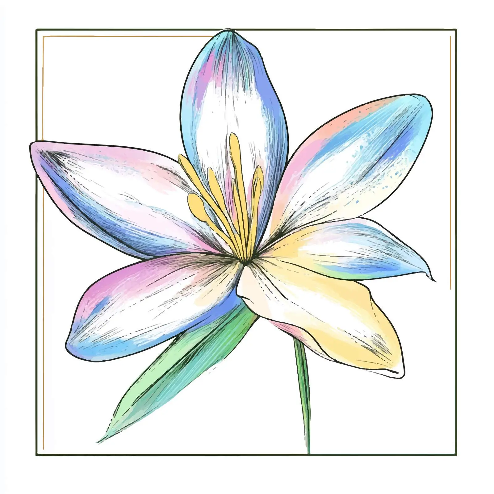 Hand-Drawn Colorful Flower Sketch — free download from Dotvec