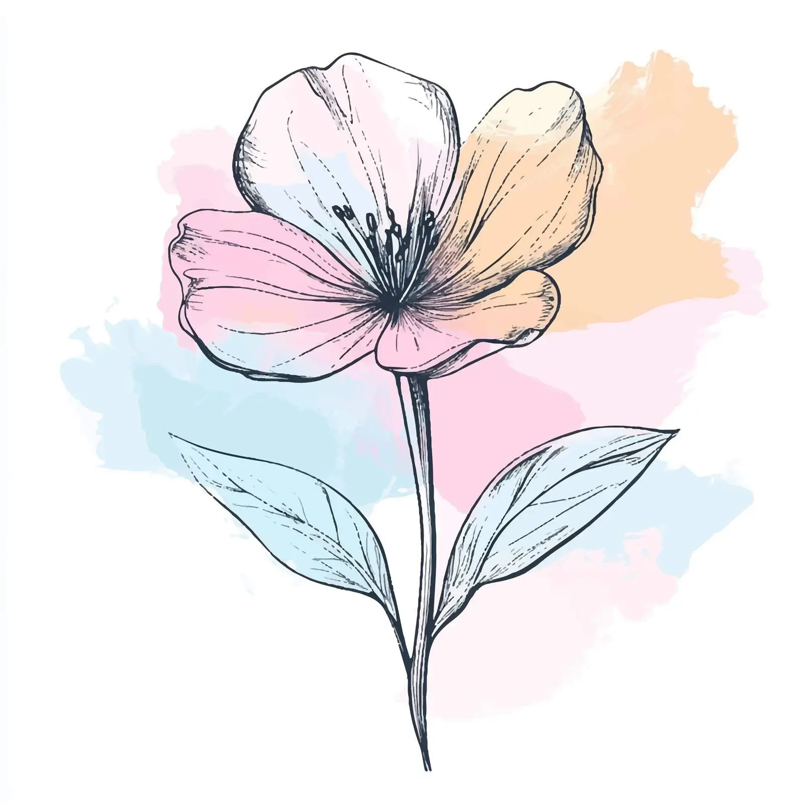 Colorful Hand-Drawn Flower Sketch — free download from Dotvec