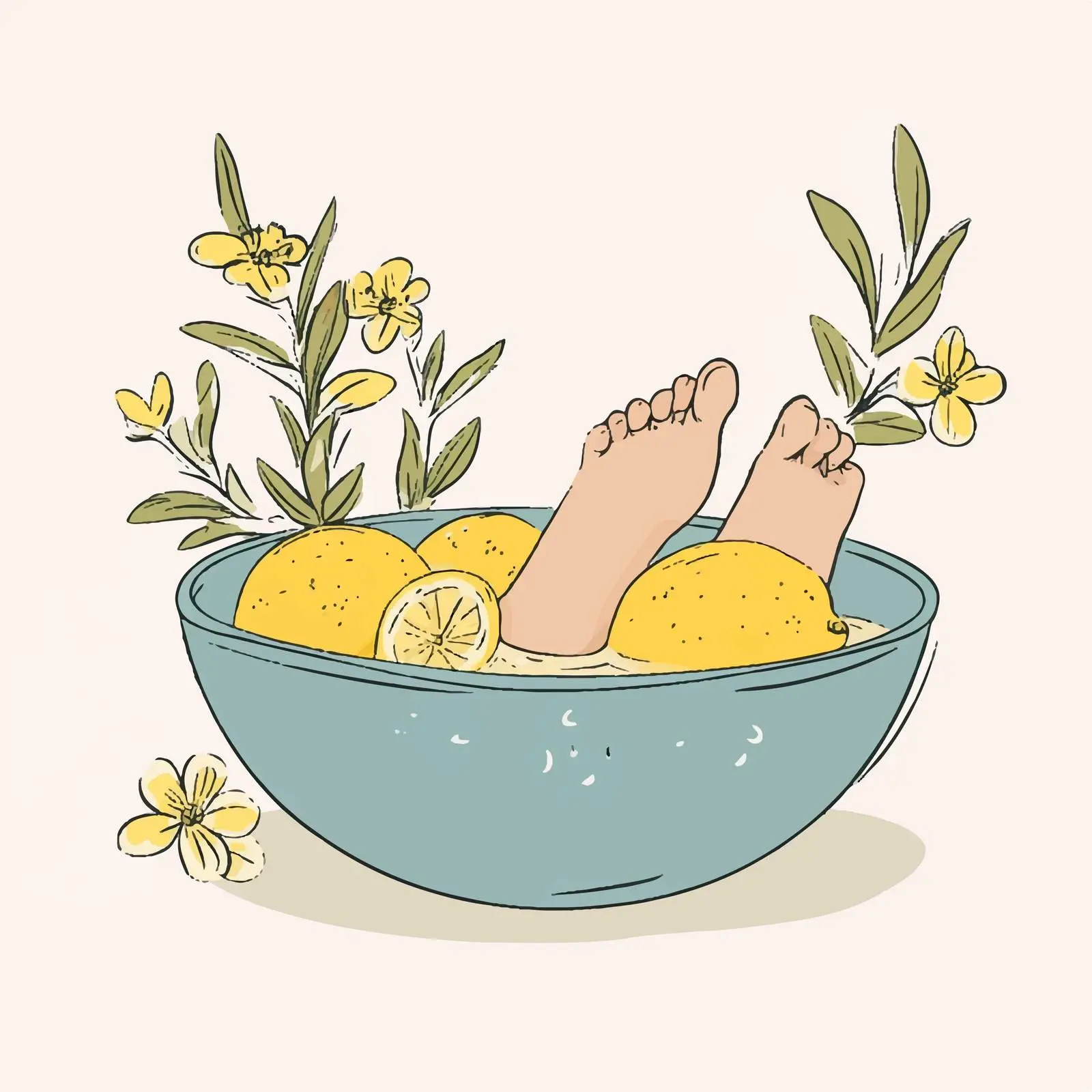 Colorful Hand-Drawn Foot Soaking Sketch — free download from Dotvec