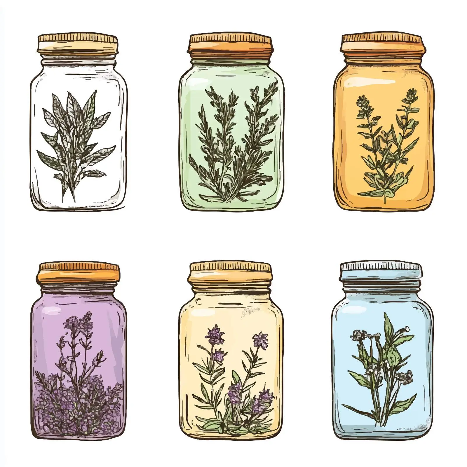 Hand-Drawn Herb Jars Illustration — free download from Dotvec
