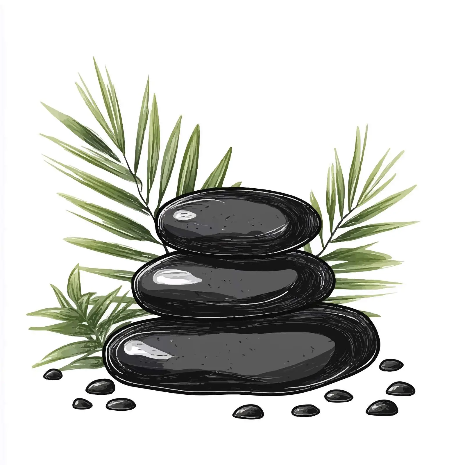 Colorful Hand-Drawn Hot Stones Spa — free download from Dotvec