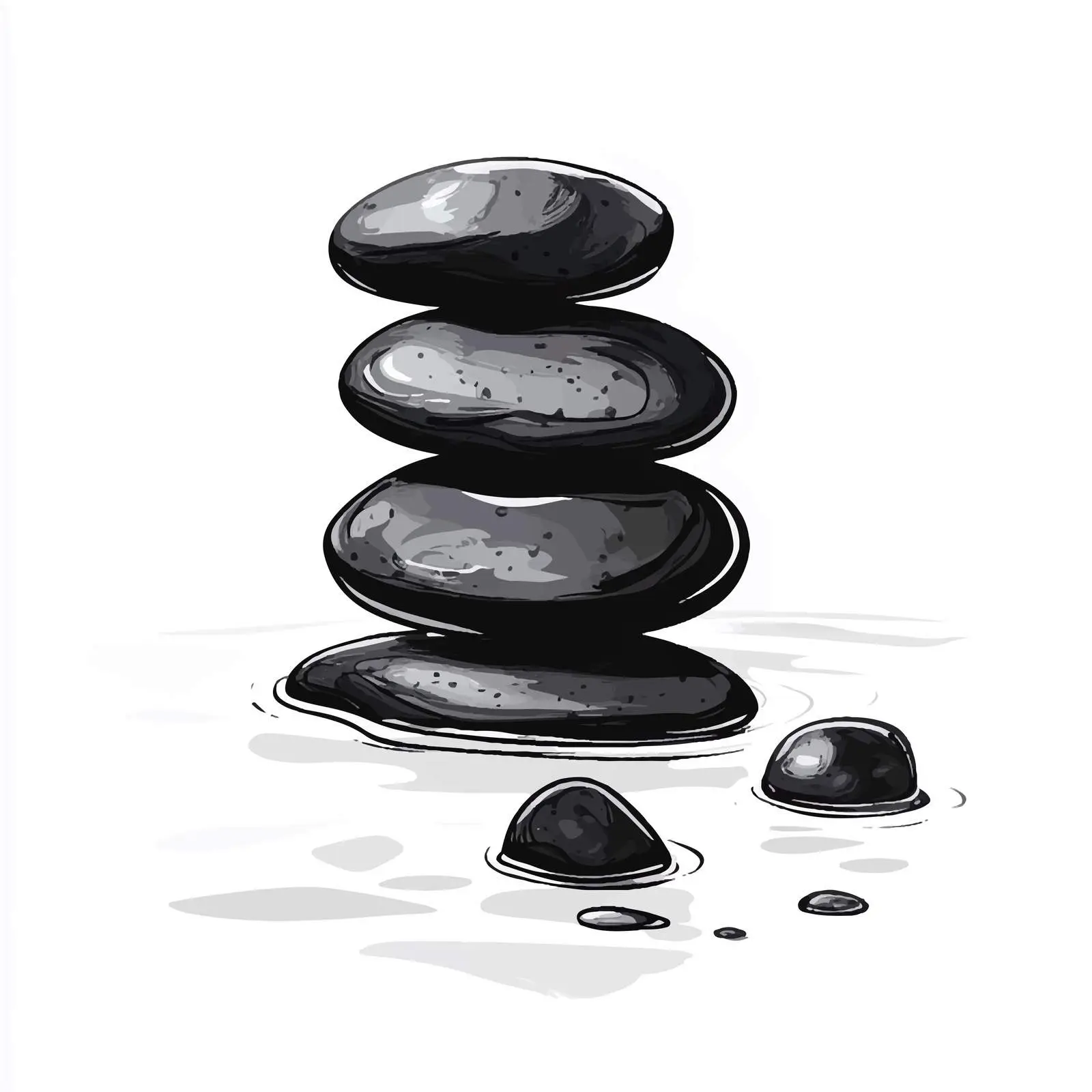 Hand-Drawn Black Spa Stones — free download from Dotvec