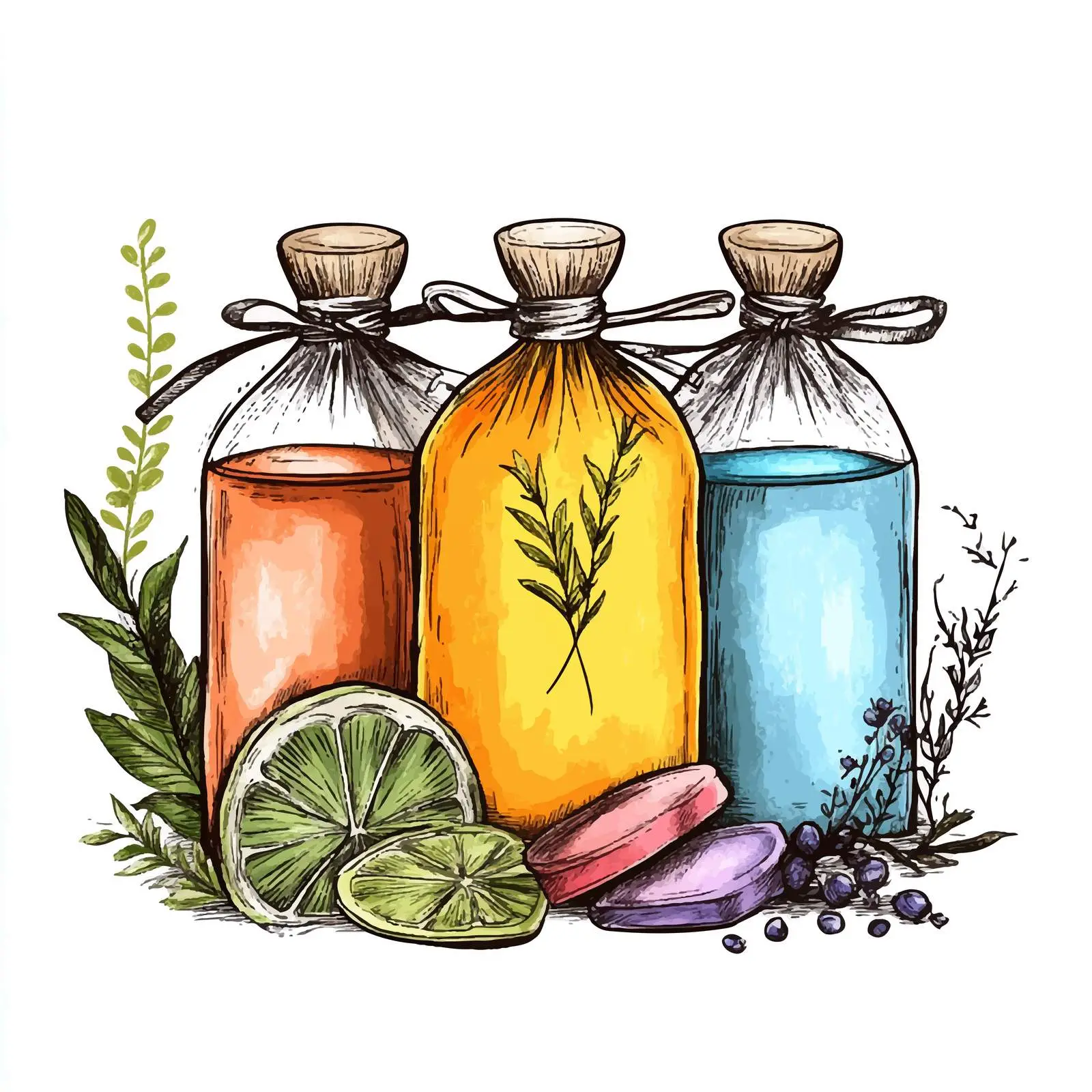 Hand-Drawn Herbal Pouches for Spa — free download from Dotvec