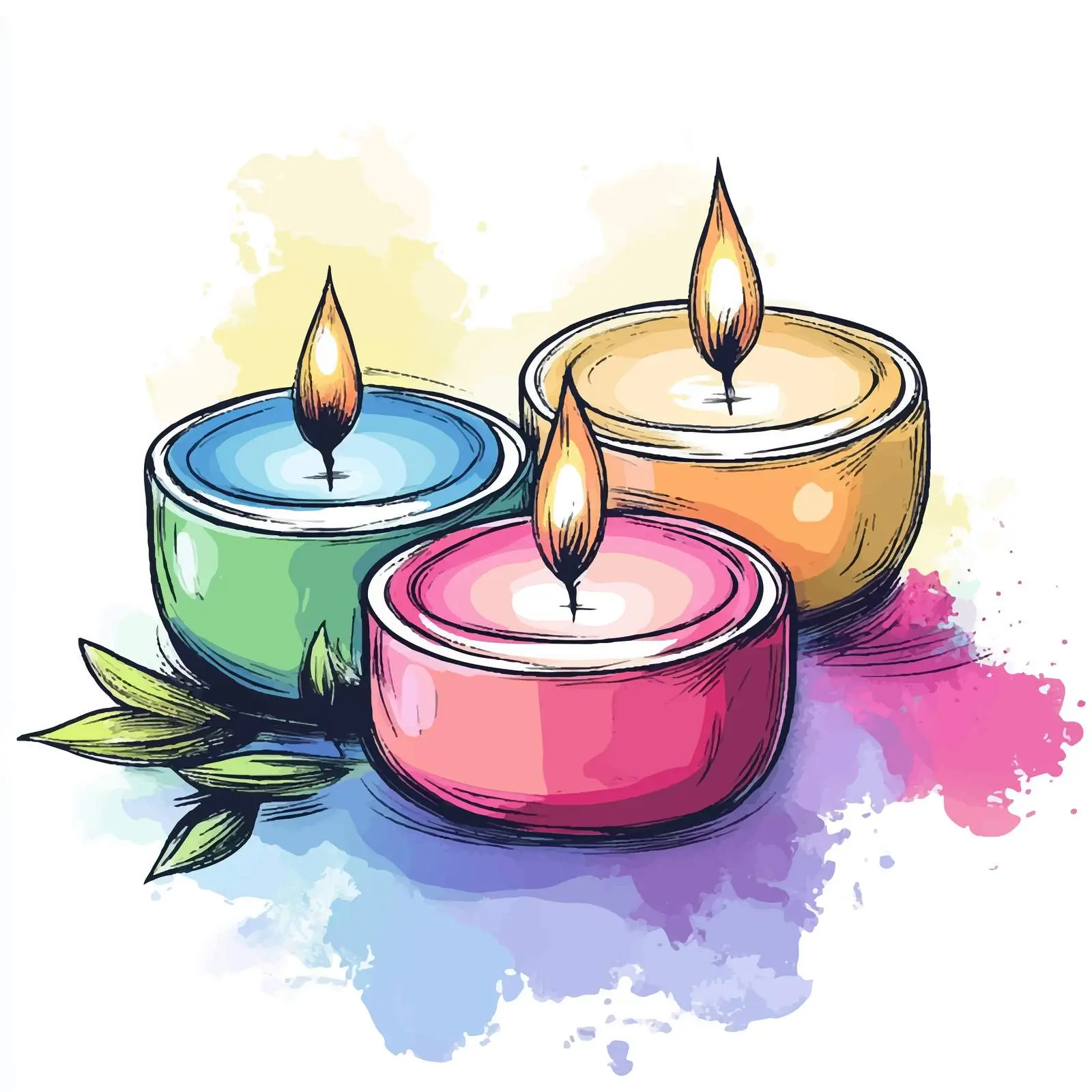 Colorful Hand-Drawn Spa Candle — free download from Dotvec