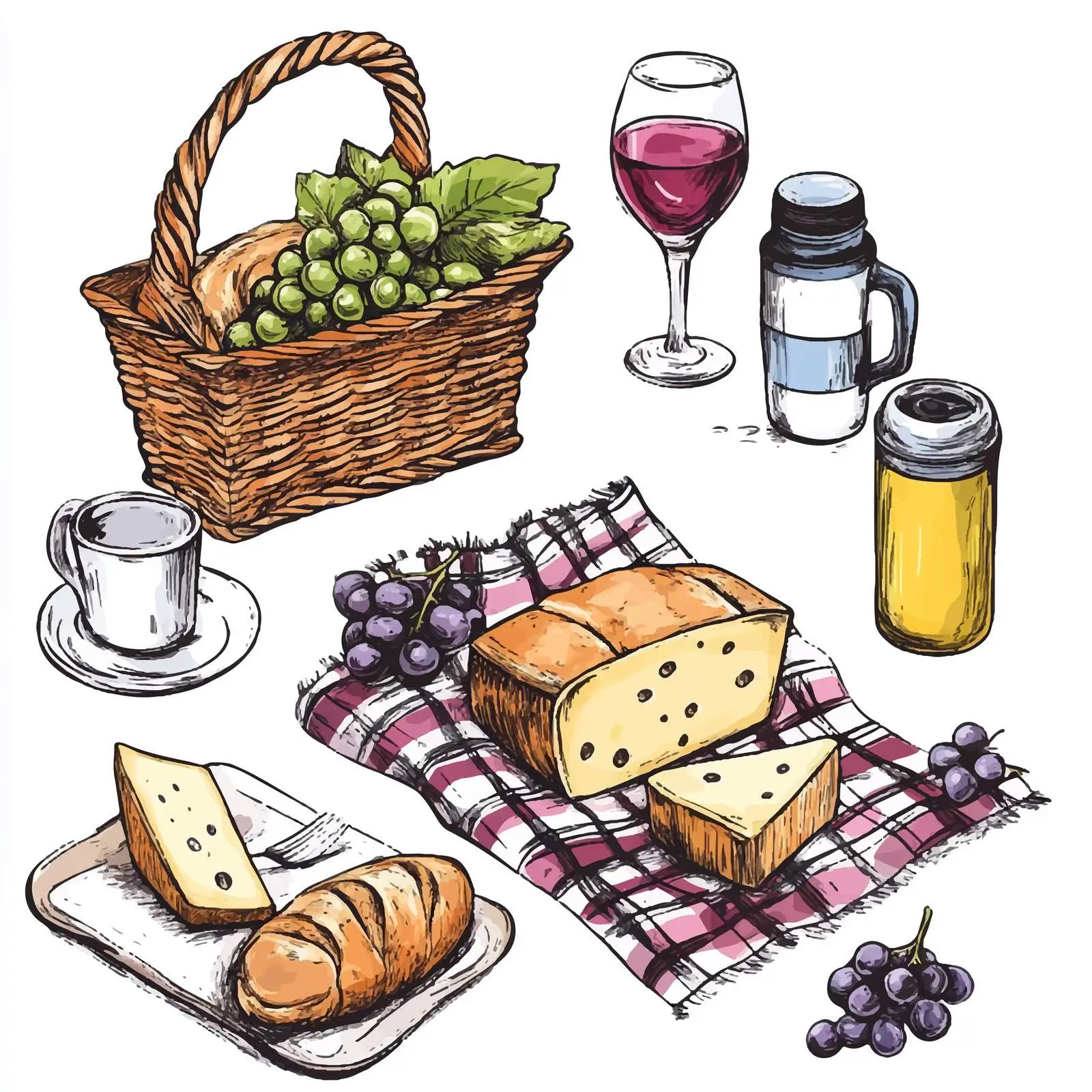 Colorful Hand-Drawn Picnic Set — free download from Dotvec