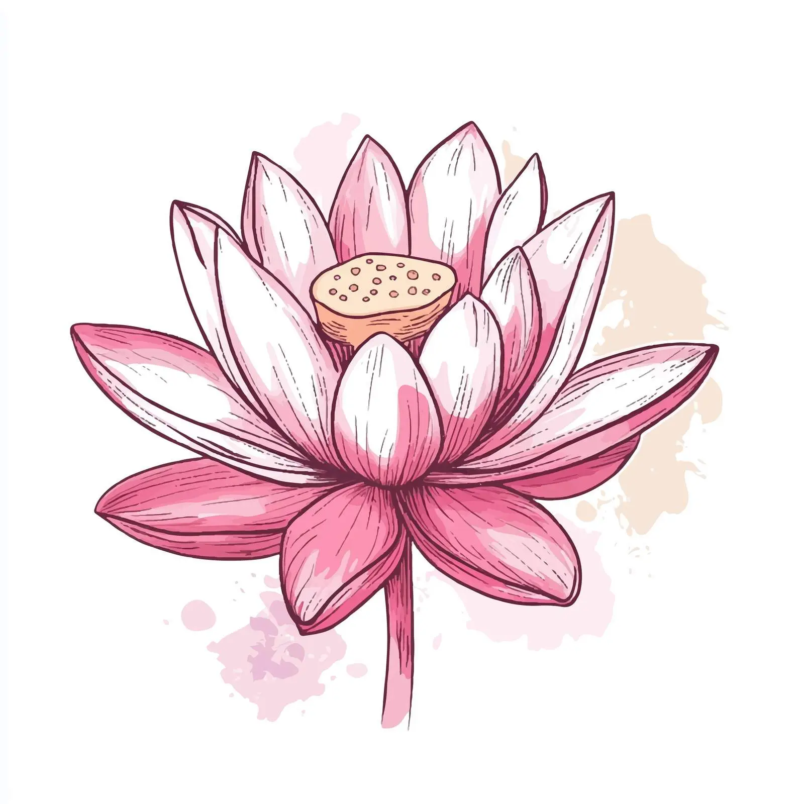 Pink Lotus Flower Spa Sketch — free download from Dotvec