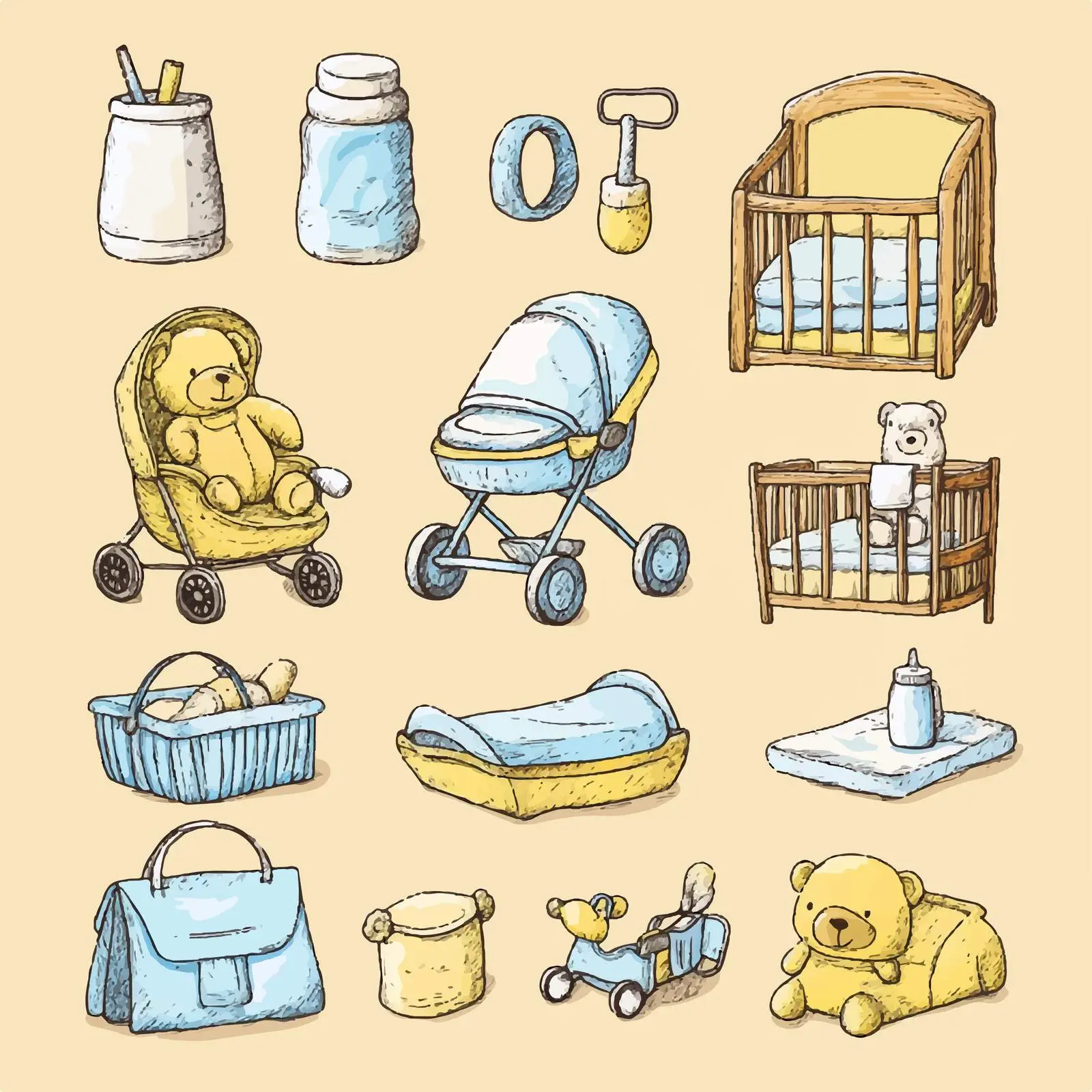 Hand-Drawn Newborn Baby Vectors — free download from Dotvec