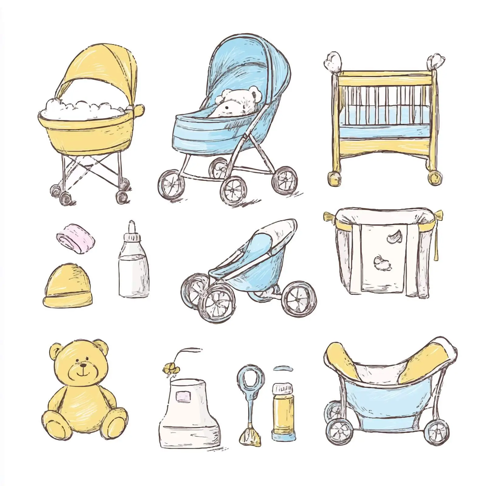 Colorful Hand-Drawn Newborn Baby Set — free download from Dotvec