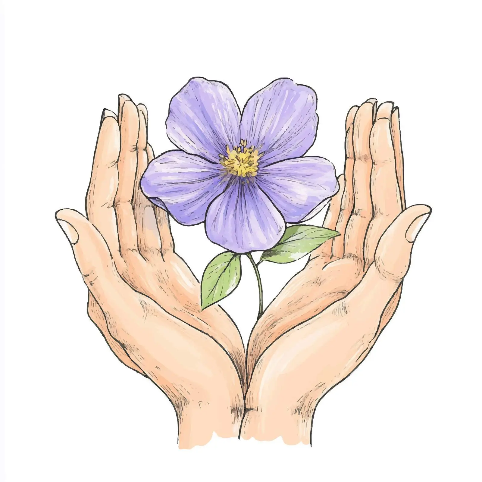 Hand-Drawn Colorful Flower Sketch — free download from Dotvec