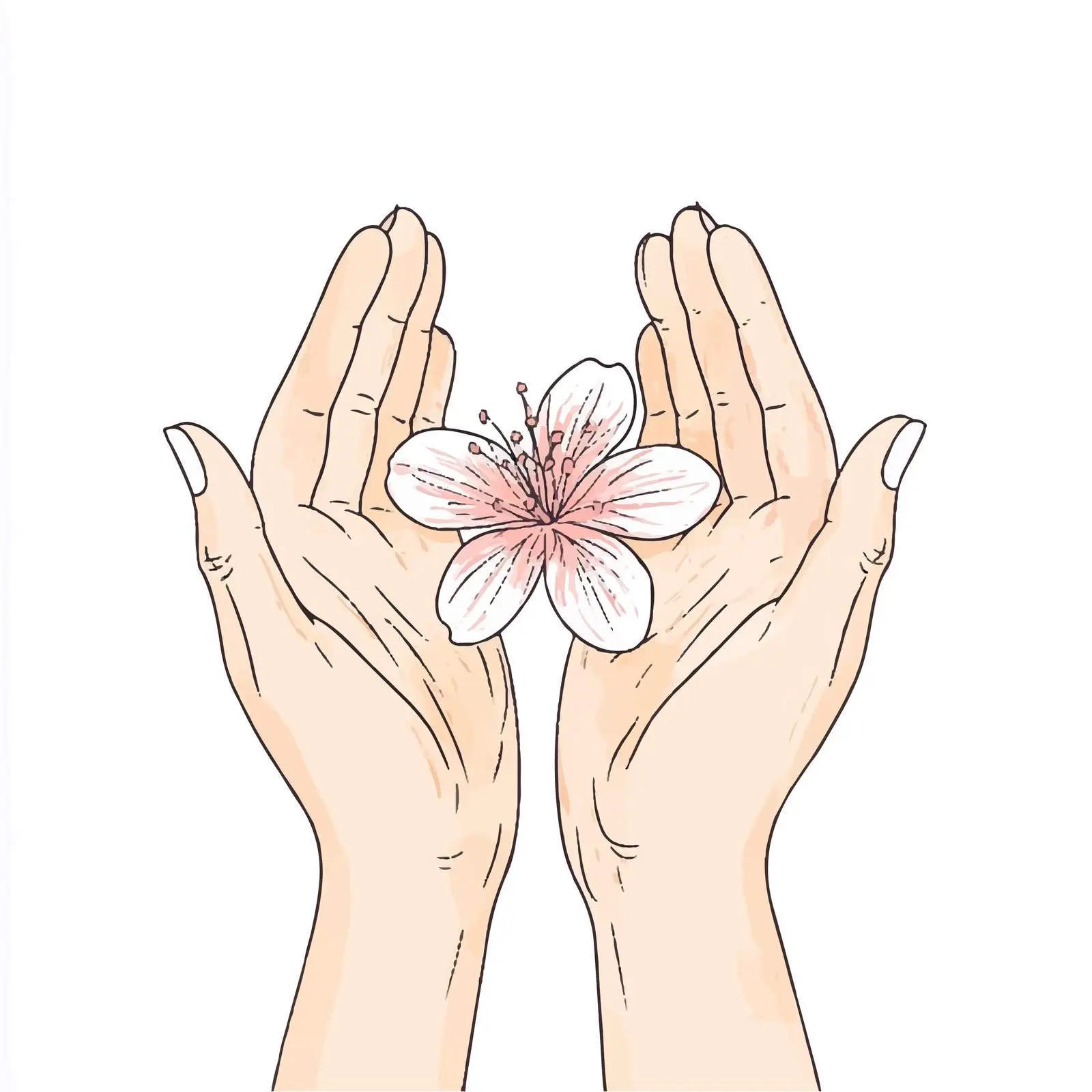Colorful Hand-drawn Flower in Hands — free download from Dotvec