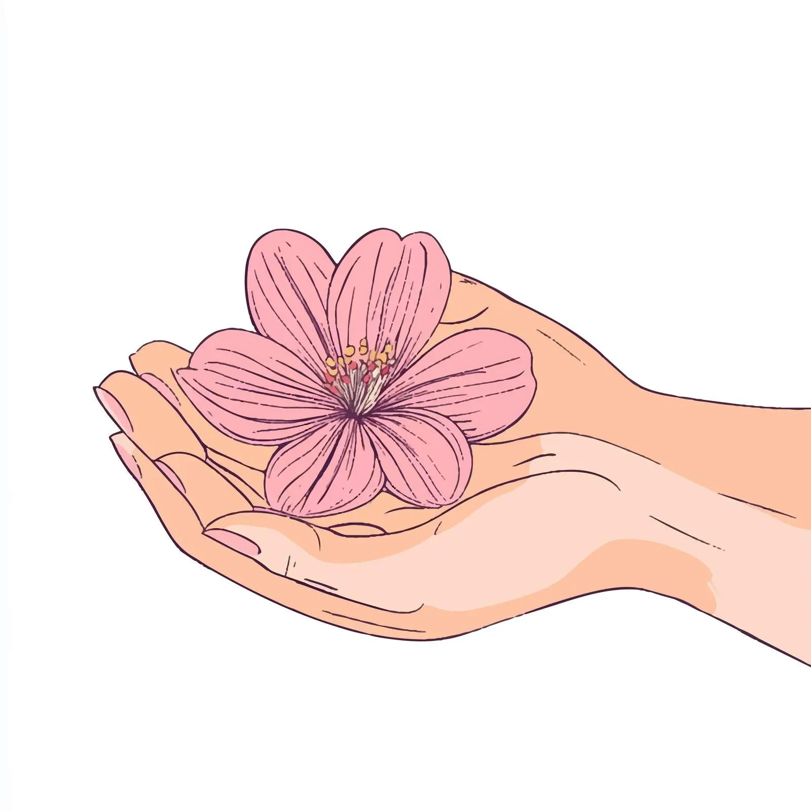 Hand-Drawn Colorful Flower in Hands — free download from Dotvec