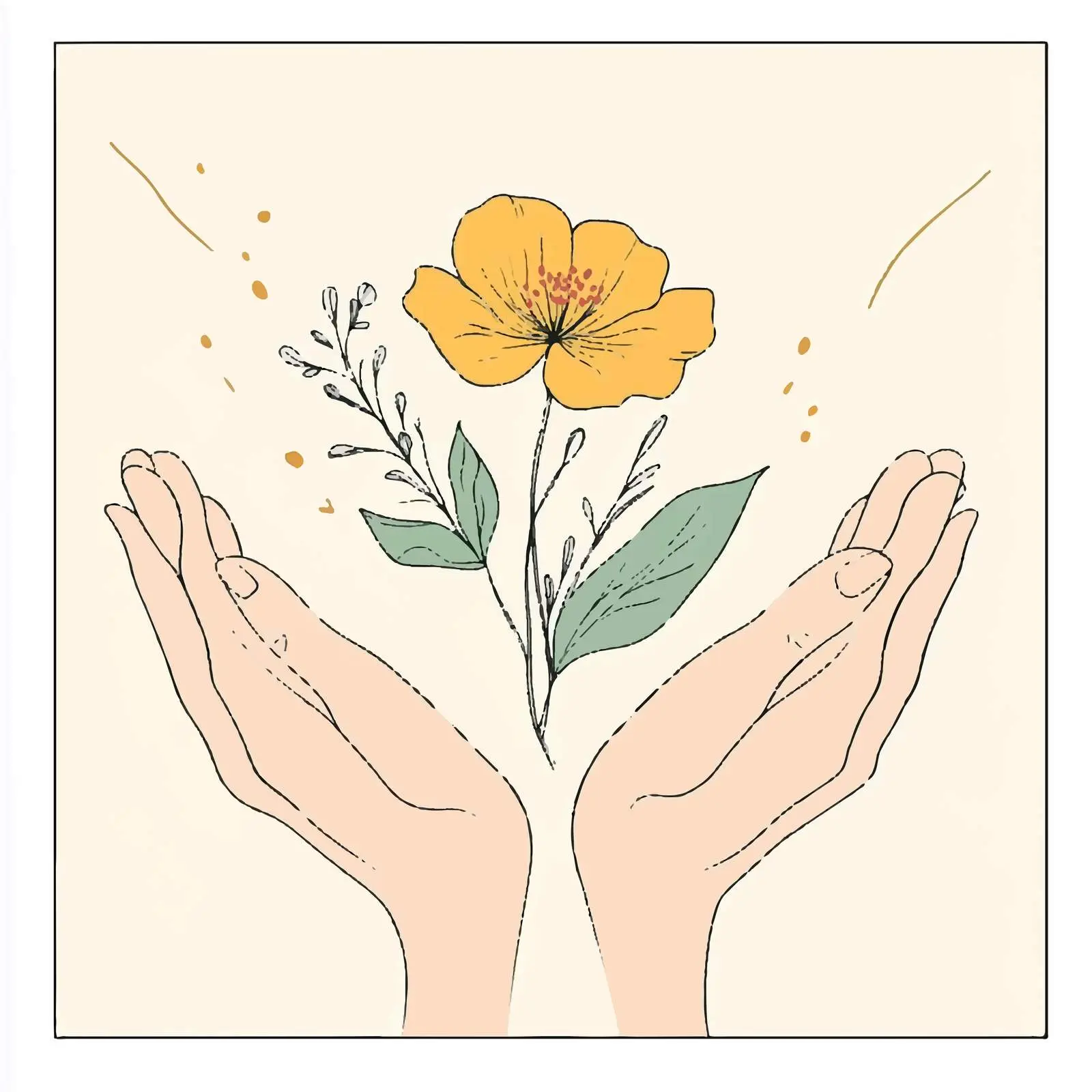 Hand-drawn Flower in Hands Sketch — free download from Dotvec