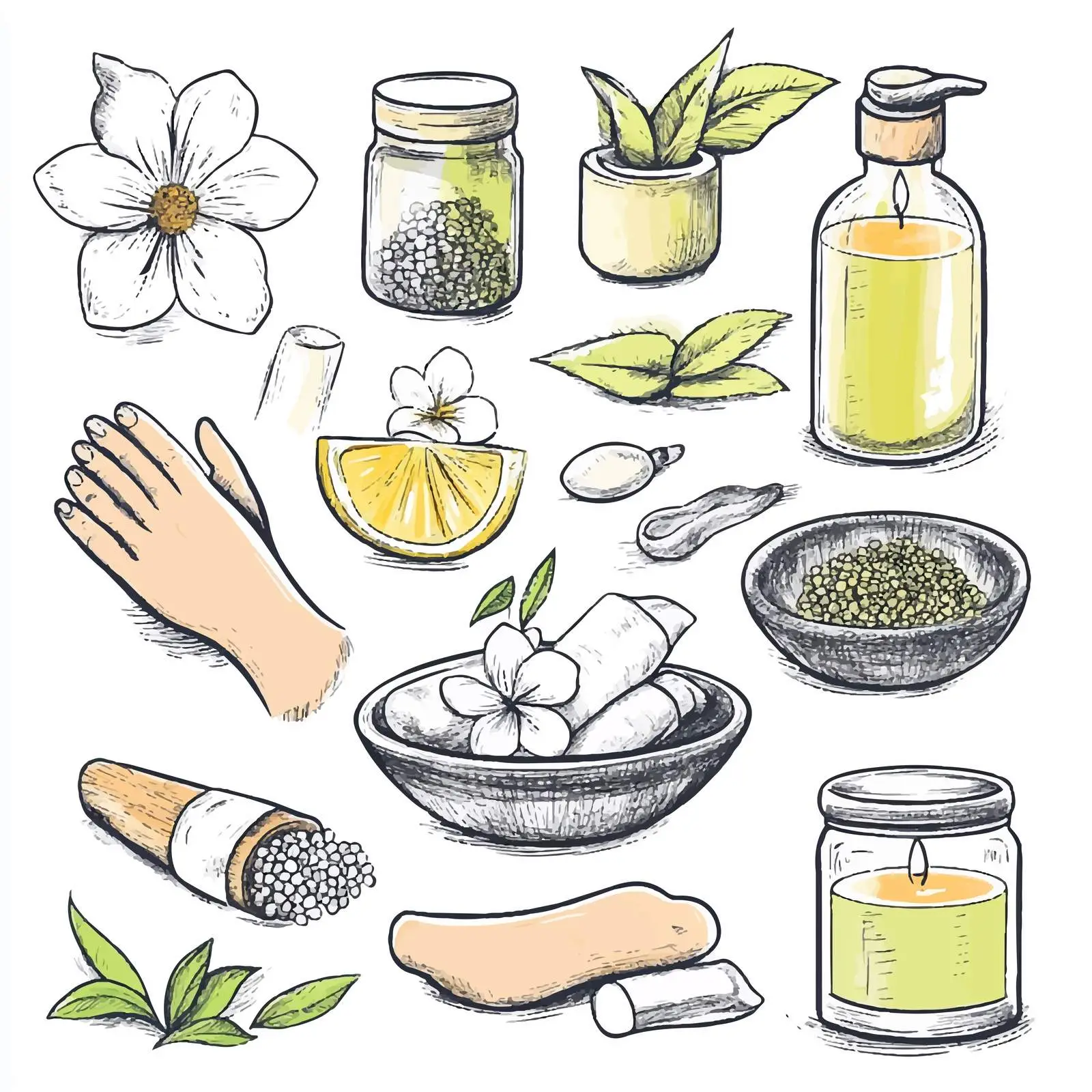 Spa Set Tools with Flower Design — free download from Dotvec