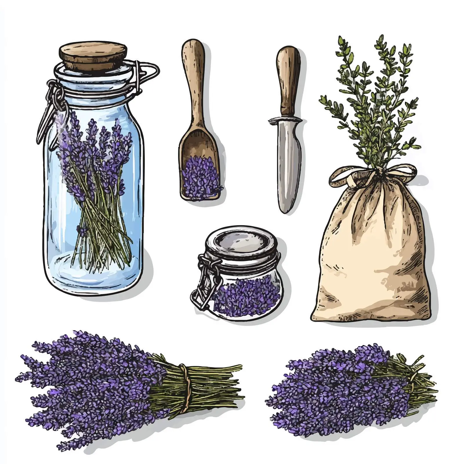 Hand-Drawn Lavender Sketch Set — free download from Dotvec