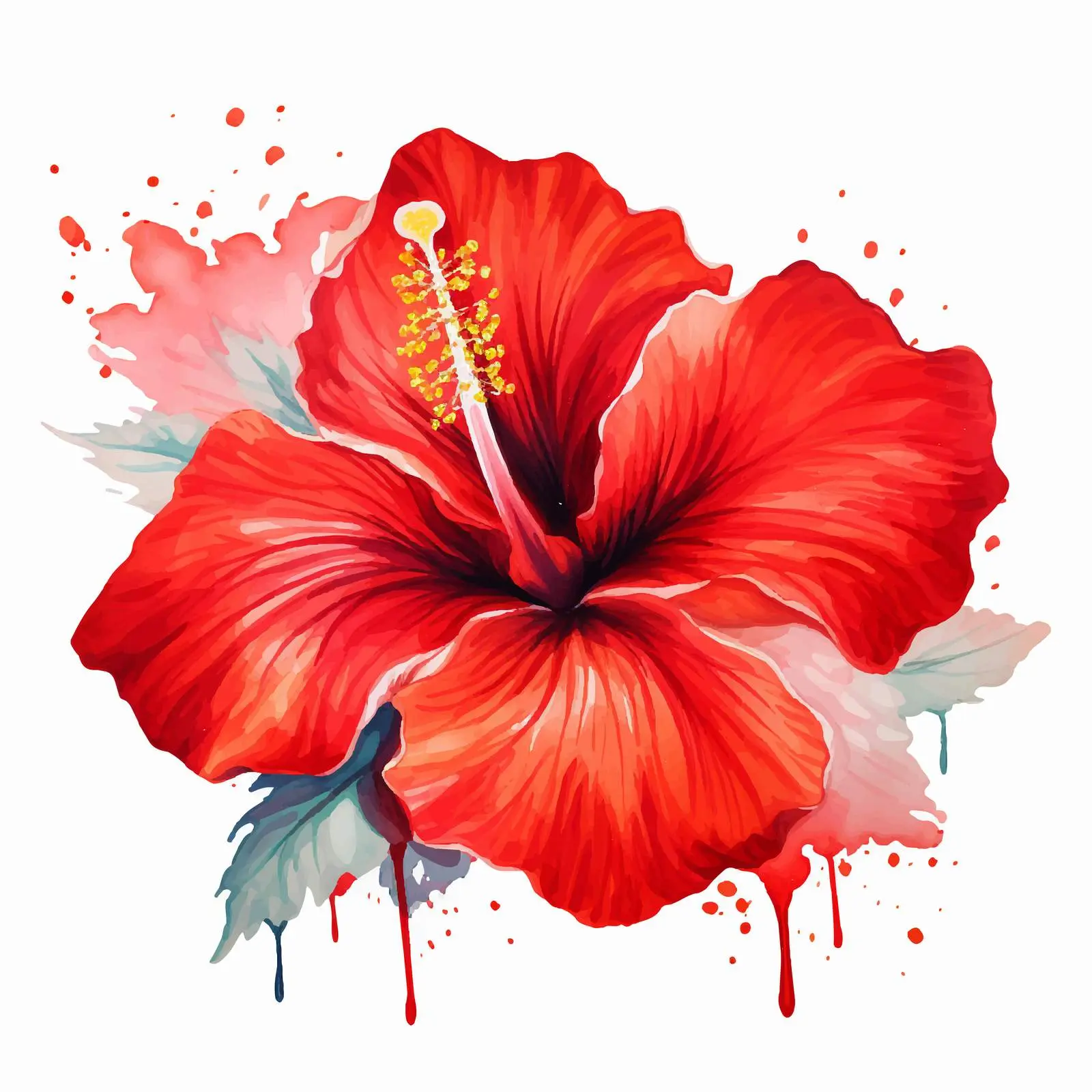 Colorful Hibiscus Watercolor Flower Artwork – free hibiscus image from Dotvec