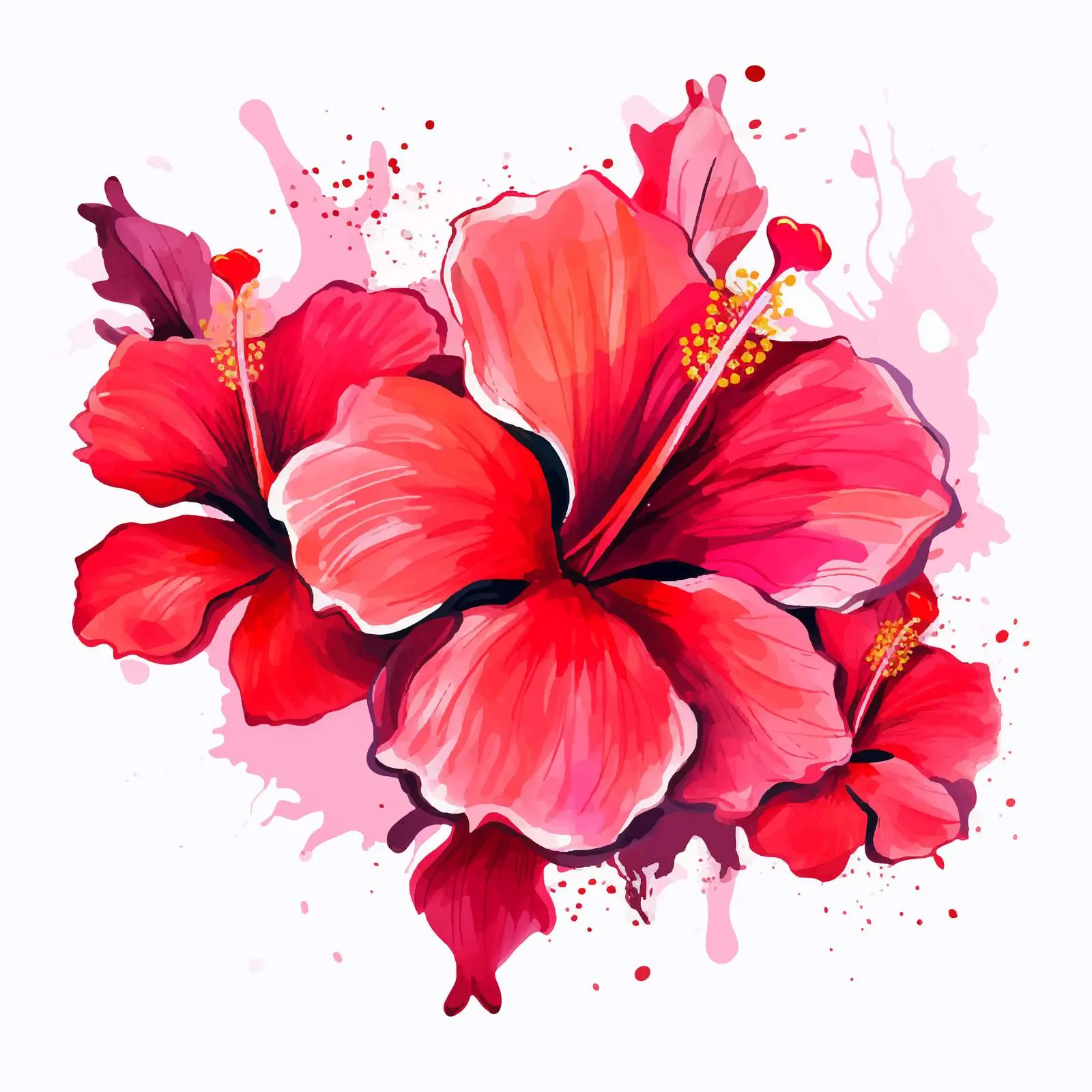 Colorful Hibiscus Watercolor Flower Design – free hibiscus image from Dotvec