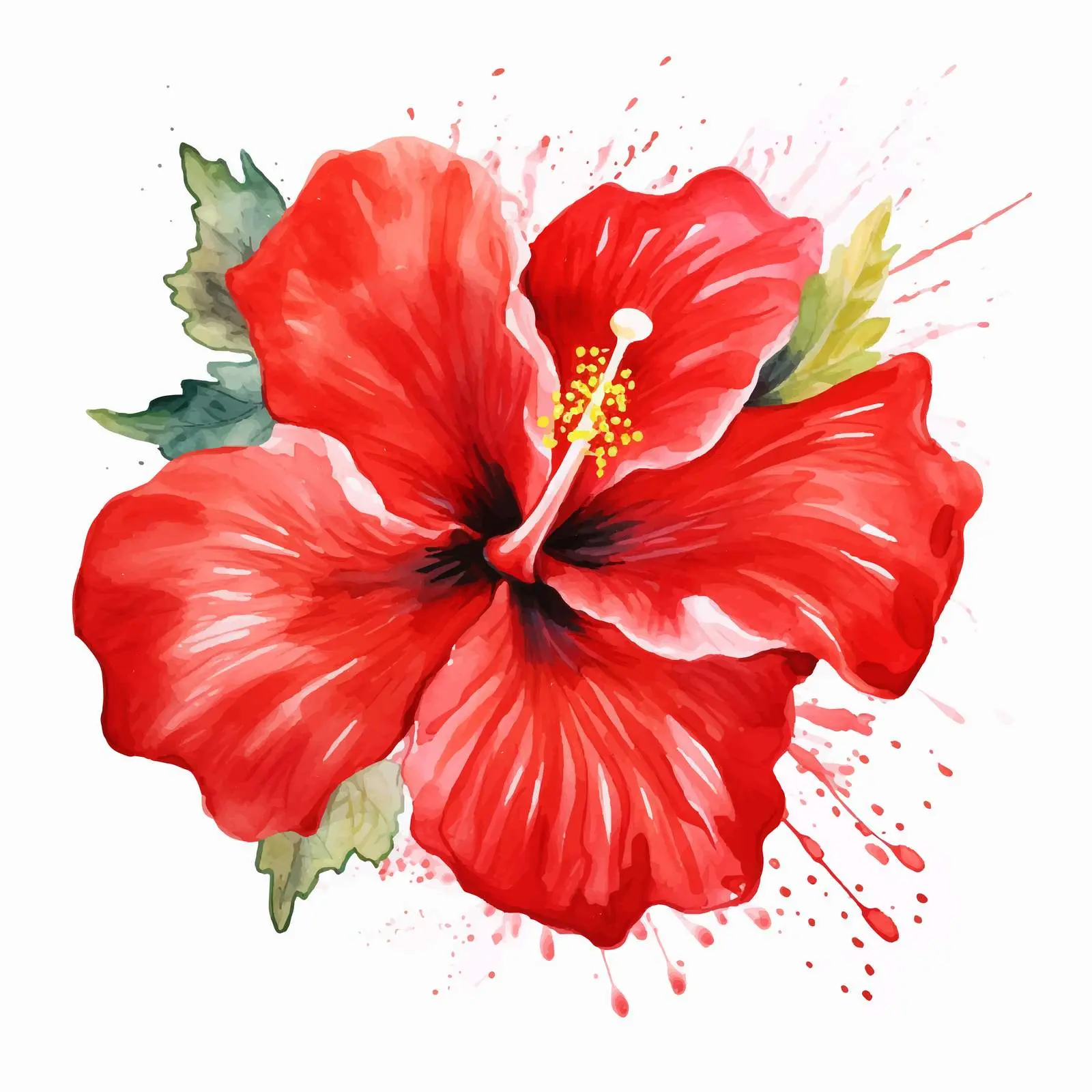 Colorful Hibiscus Watercolor Flower Artwork — free download from Dotvec