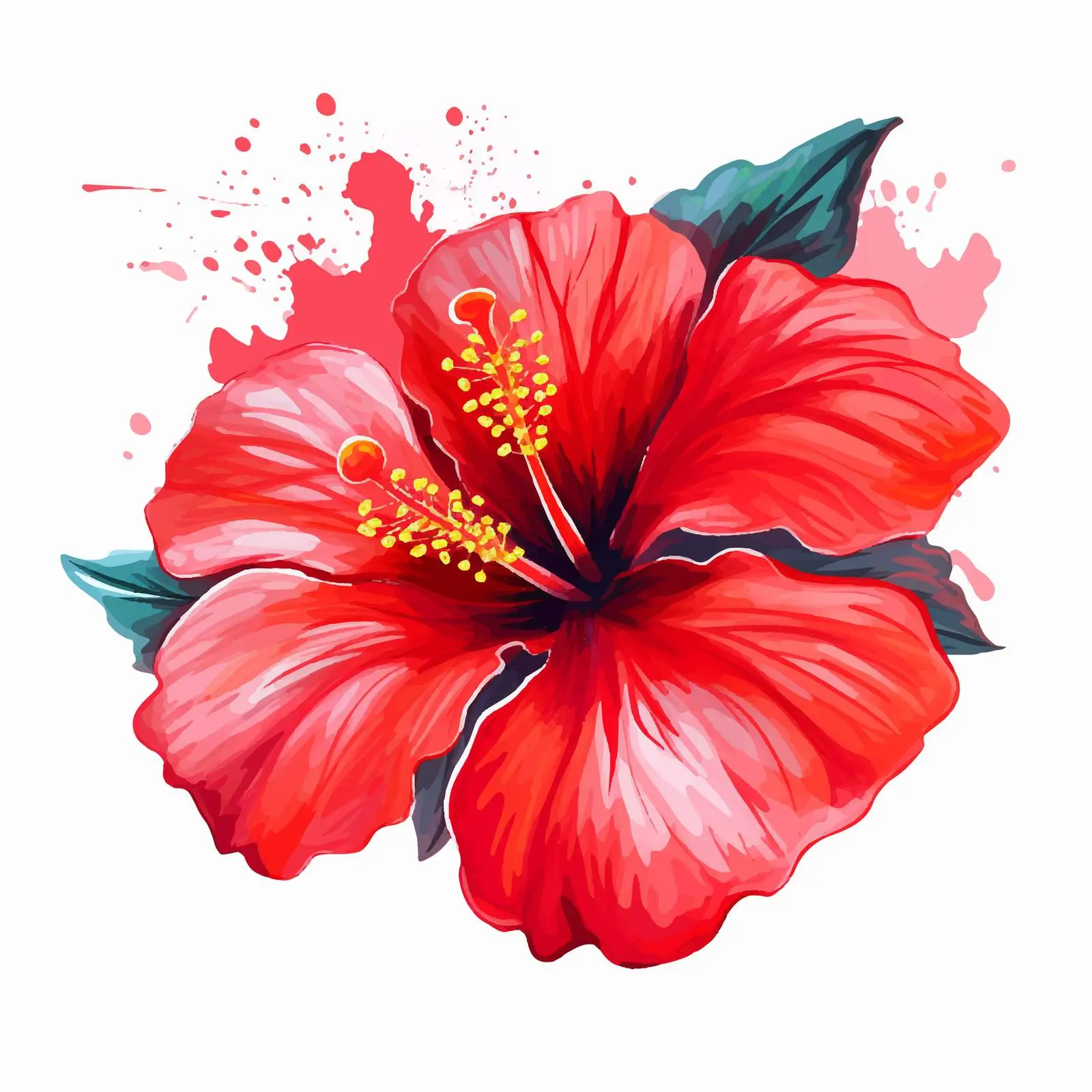 Vibrant Hibiscus Watercolor Vector Art — free download from Dotvec