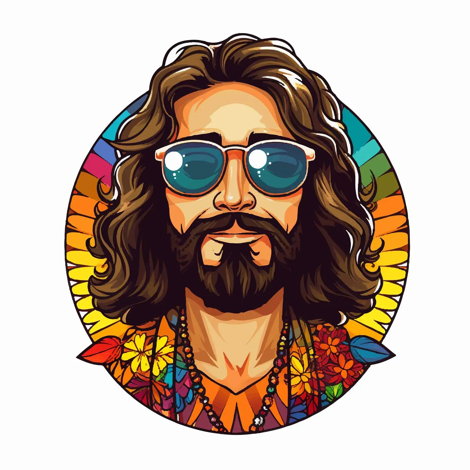 Colorful Hippie with Peace Sign and Sunglasses — free download from Dotvec