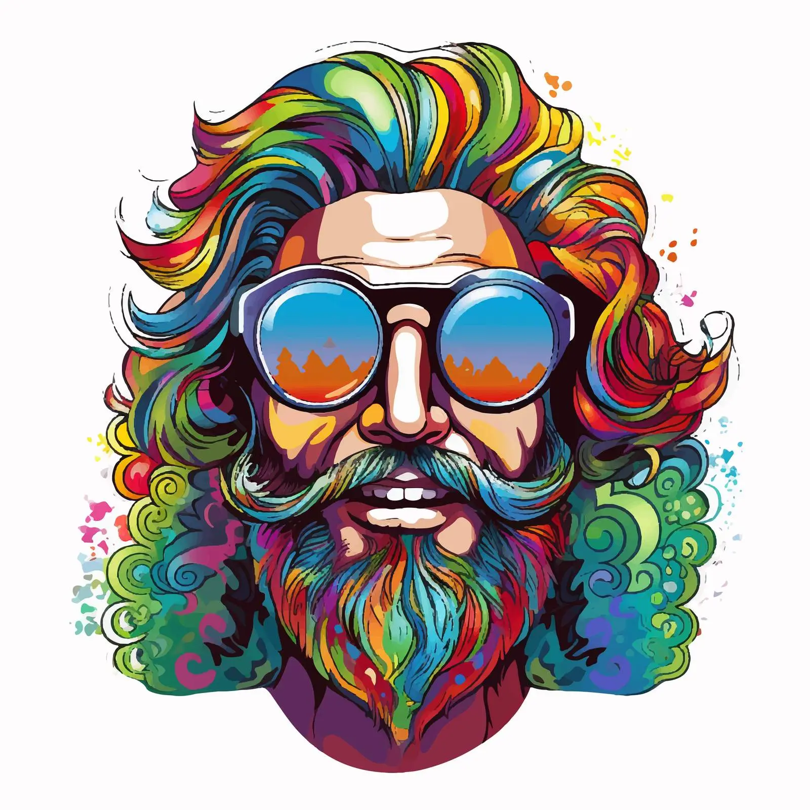 Colorful Hippie with Tie-Dye Shirt and Glasses — free download from Dotvec