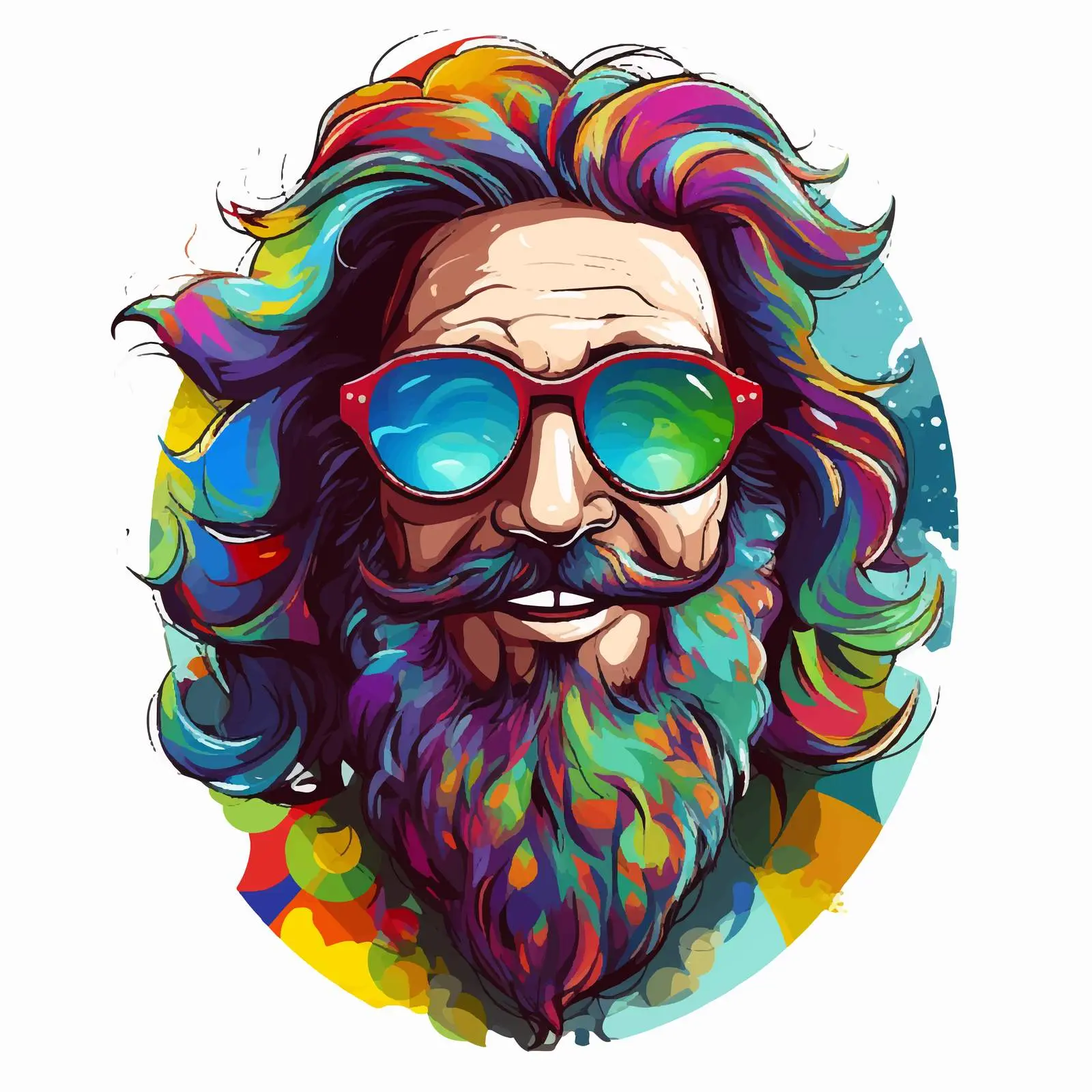 Colorful Hippie with Tie-Dye Shirt and Glasses — free download from Dotvec