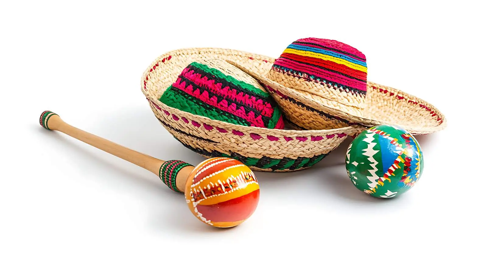 Vibrant Mexican Hats and Maracas – free sombrero image from Dotvec