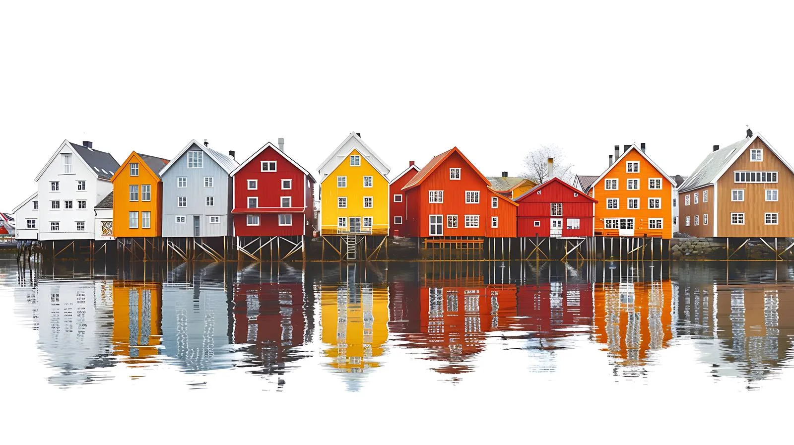 Vibrant Trondheim Waterfront in Norway — free download from Dotvec