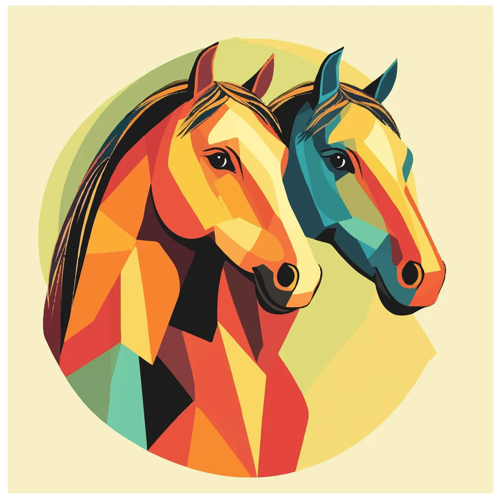 Vibrant Flat Vector Horses Illustration — free download from Dotvec