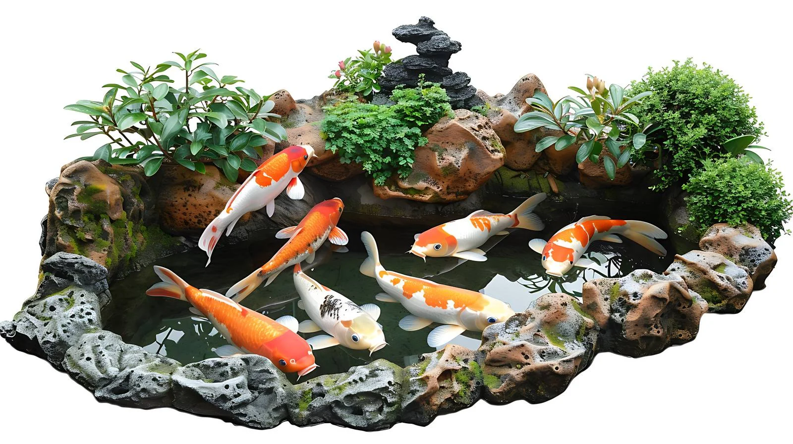 Vibrant koi fish in tranquil garden pond — free download from Dotvec