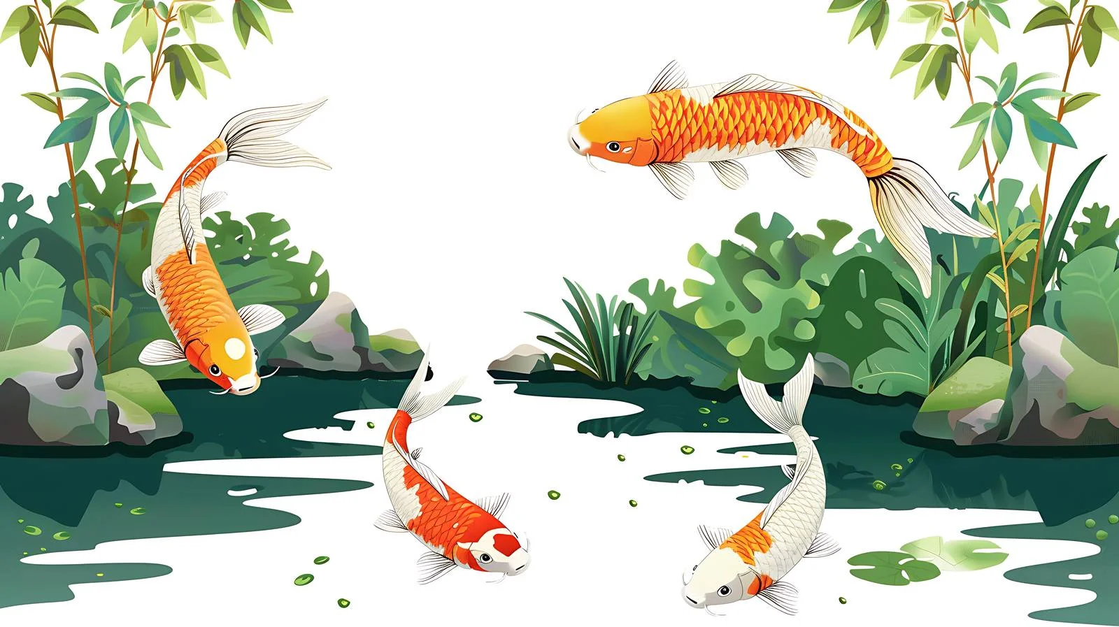 Tranquil Koi Pond Scene — free download from Dotvec