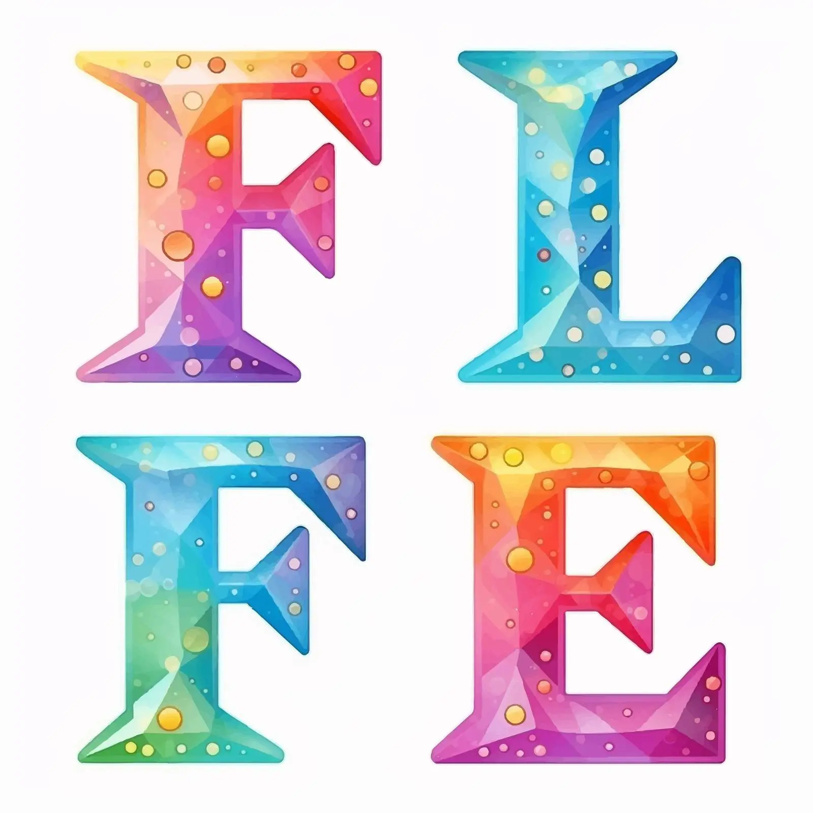 Colorful Gradient Latin Letters Clip Art Set – free decorative fonts image from Dotvec