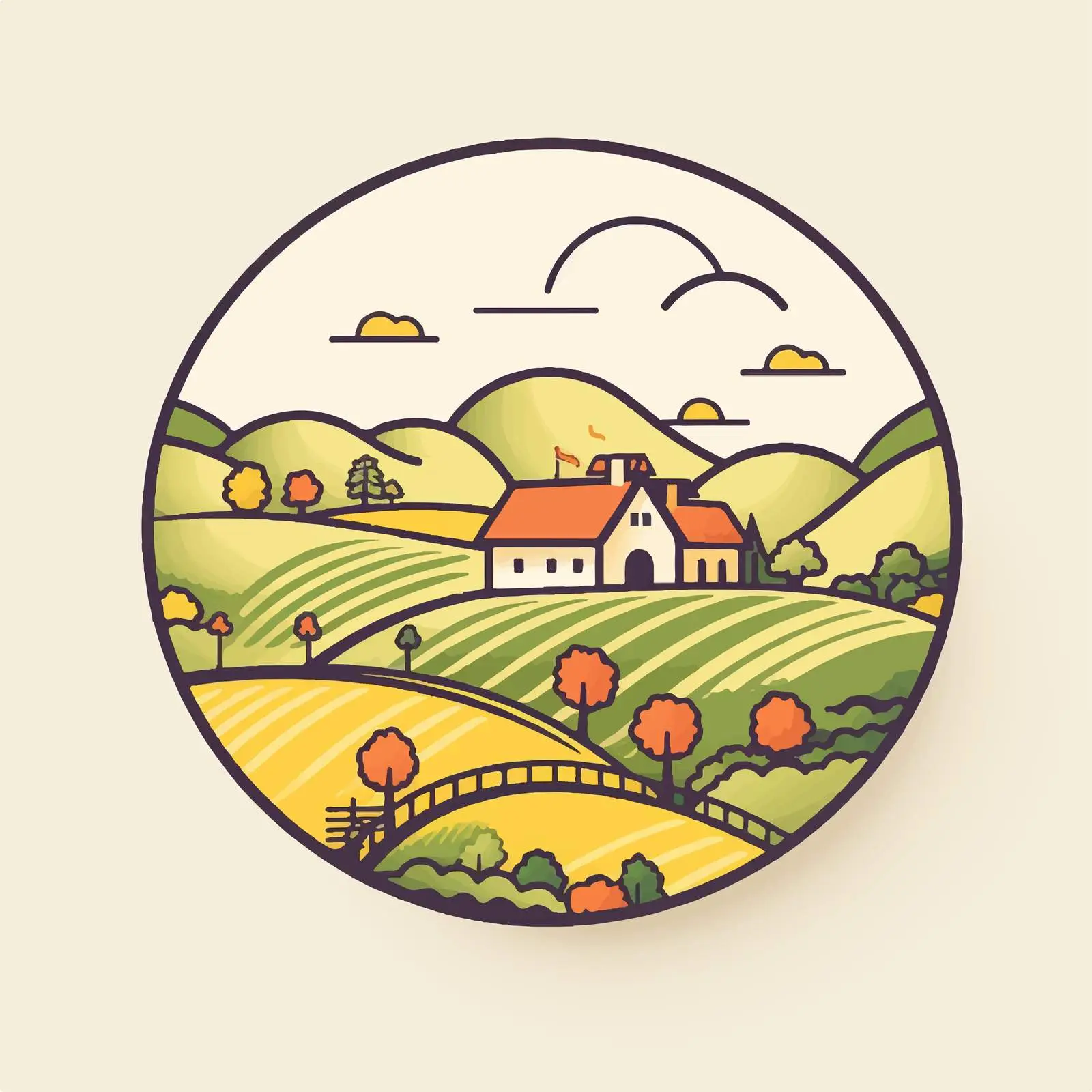 Colorful Logotype with Countryside Landscape — free download from Dotvec