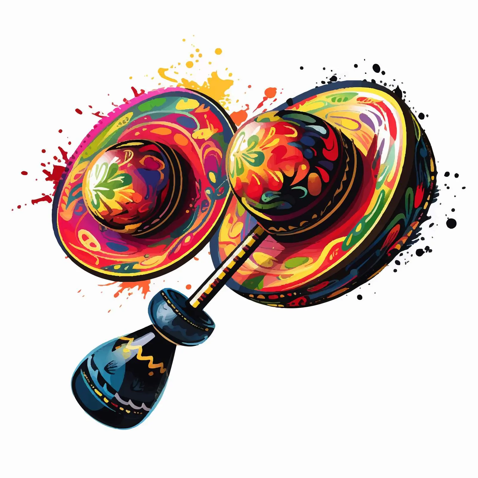 Colorful Maracas and Black Sombrero Vector Art — free download from Dotvec