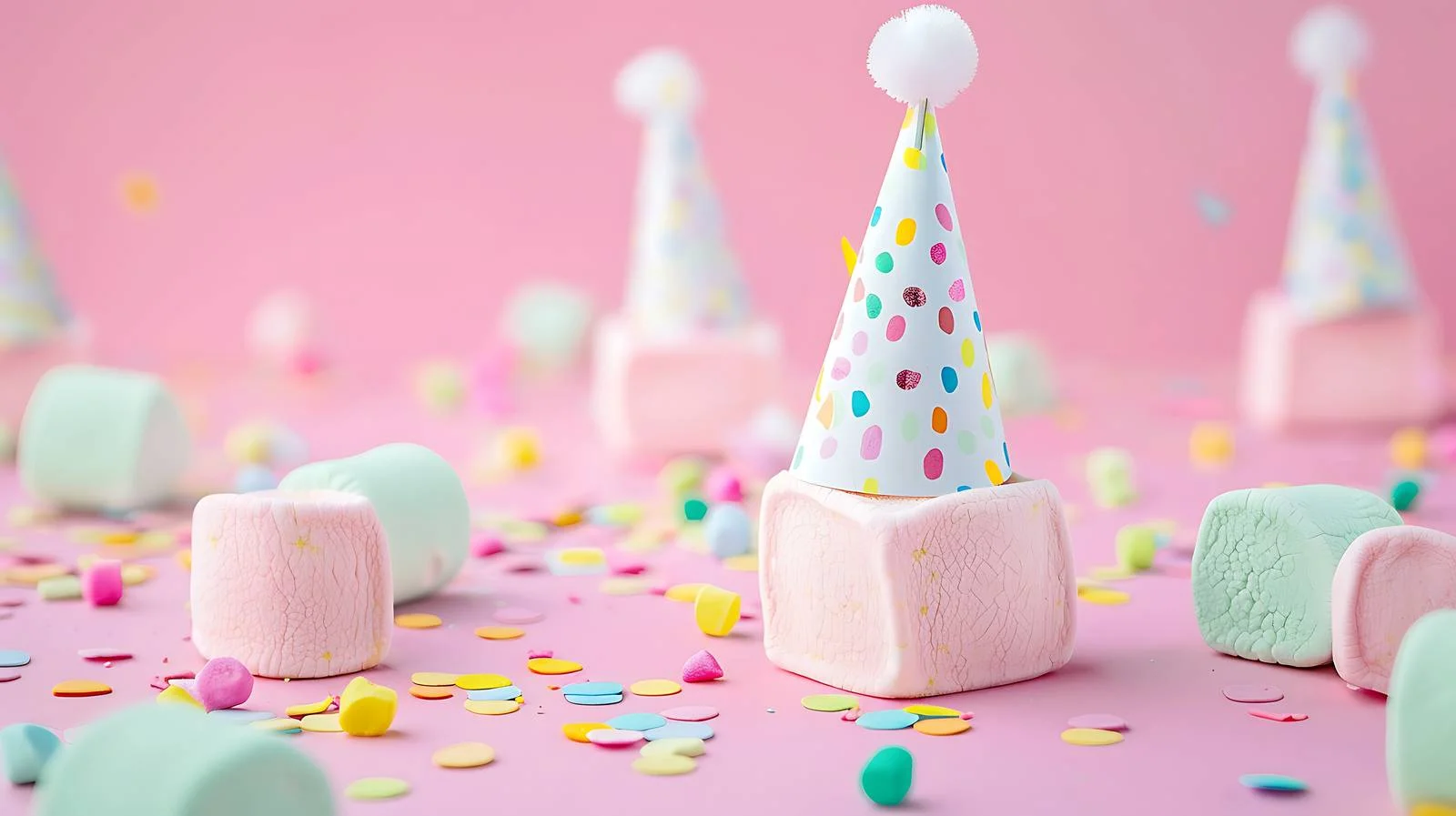 Vibrant Marshmallows and Party Hat — free download from Dotvec