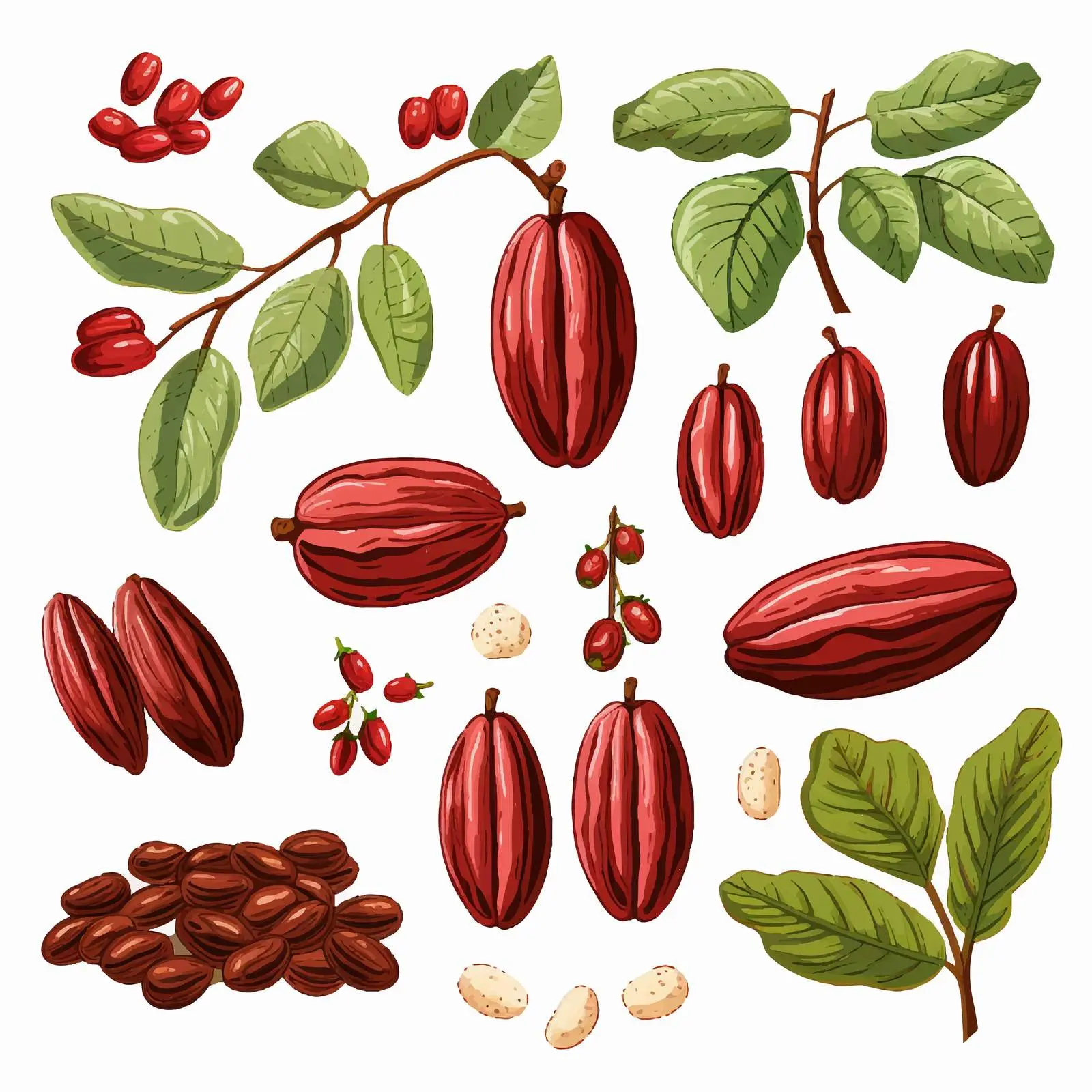 Colorful Natural Drawing of Ripe Fruit Pods — free download from Dotvec