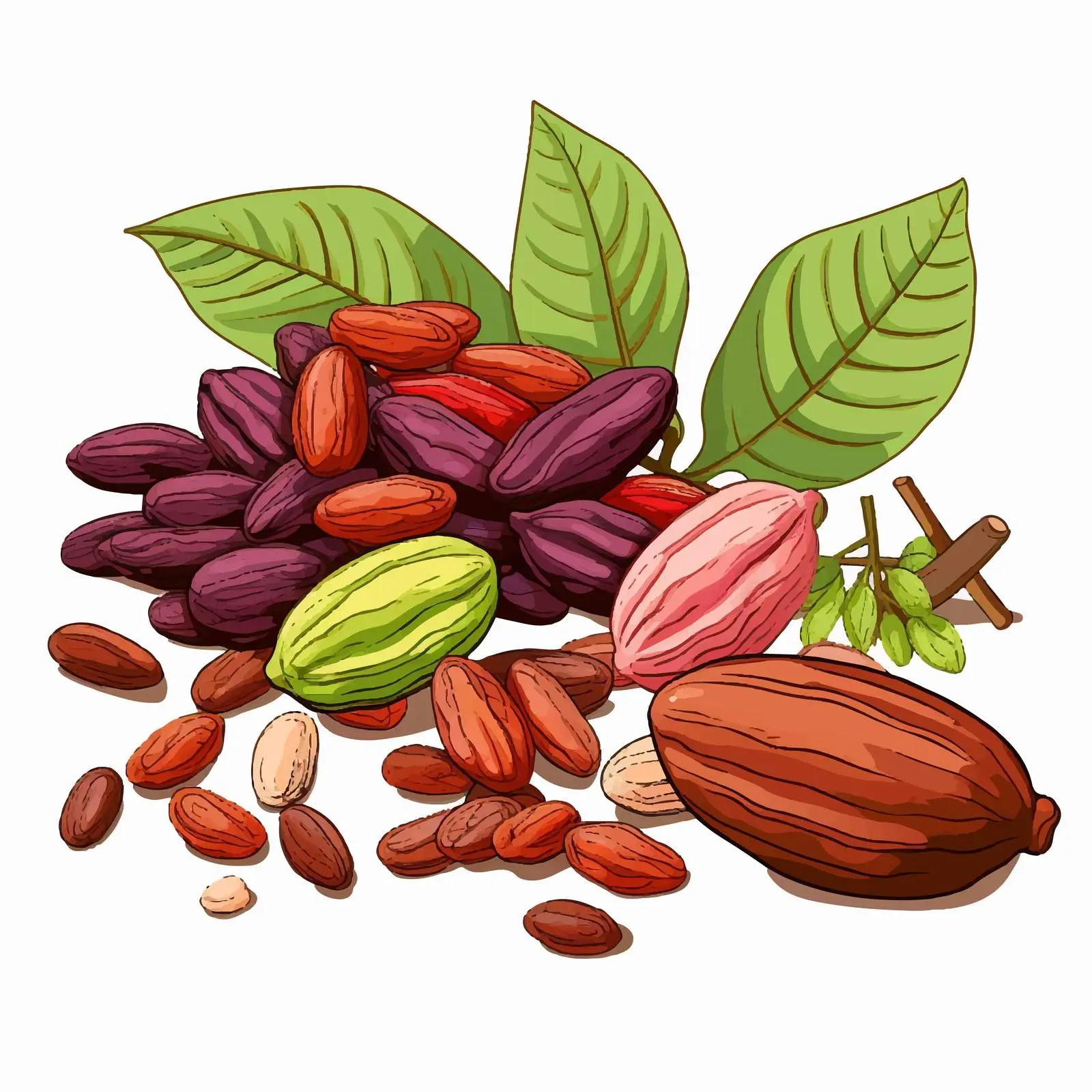 Vibrant Drawing of Ripe Fruit Pods — free download from Dotvec