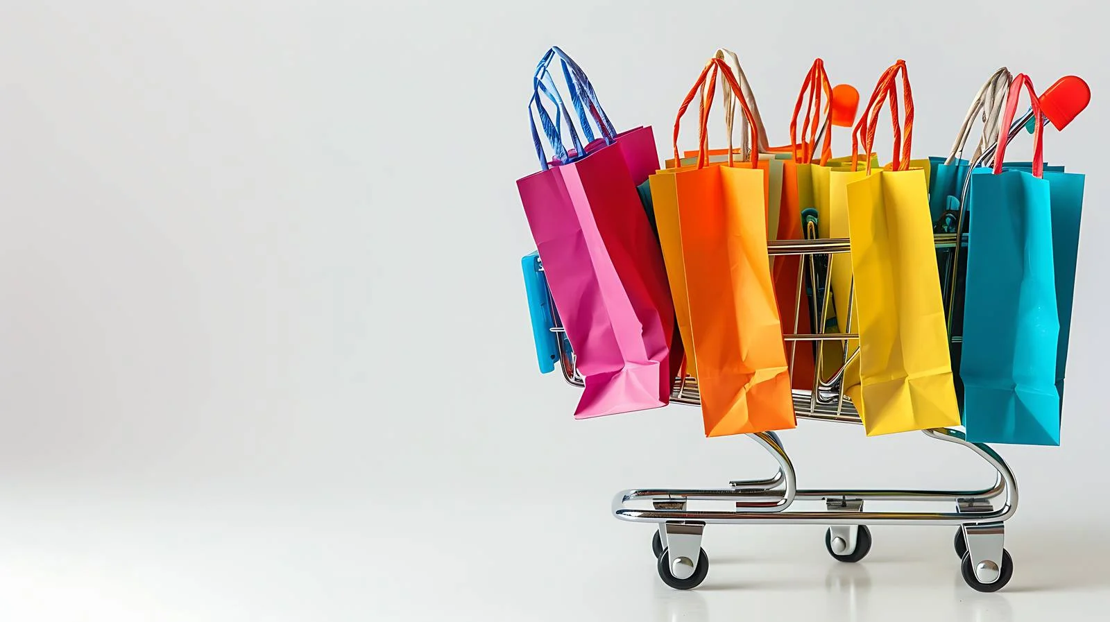 Vibrant Shopping Bags in Trolley — free download from Dotvec