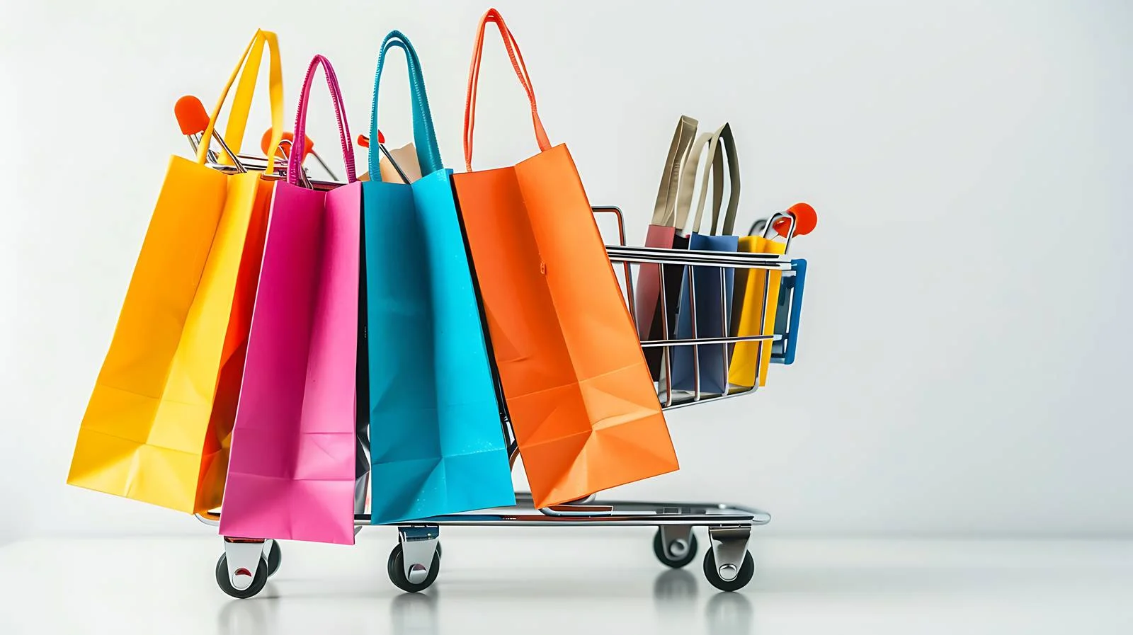 Vibrant Shopping Bags in Trolley Image — free download from Dotvec