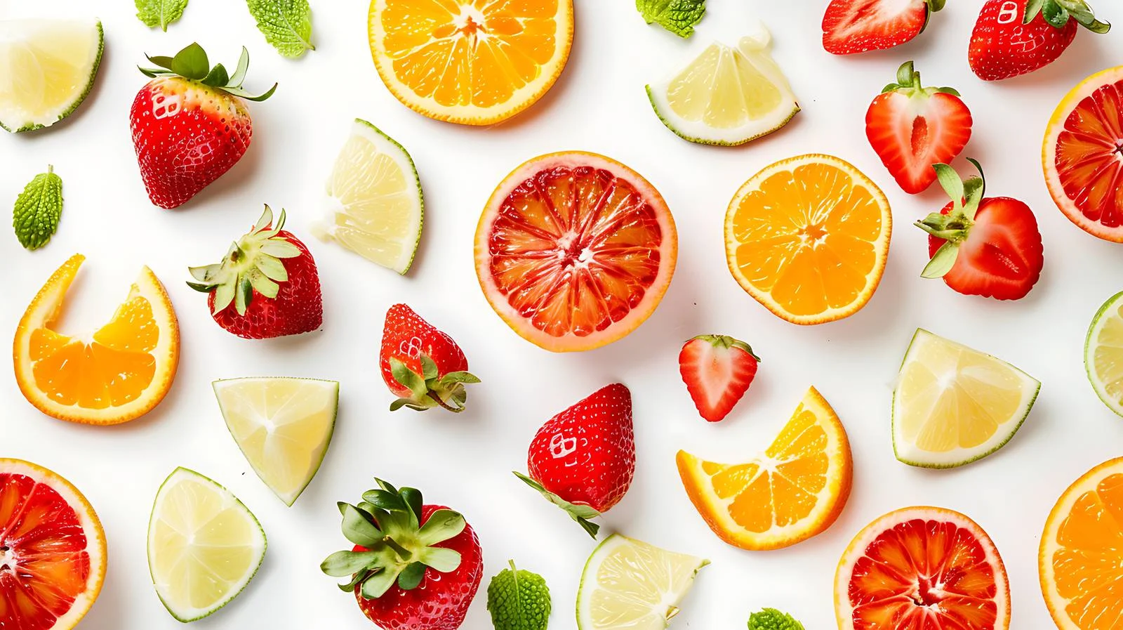 Vibrant Citrus Fruit and Strawberry Pattern — free download from Dotvec