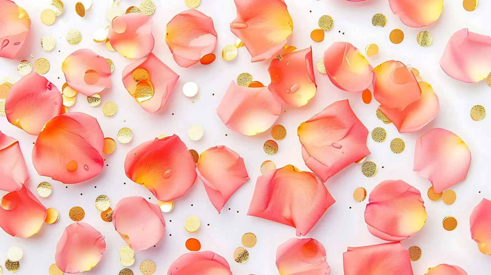 Colorful Pattern of Pink Rose Petals and Gold – free artistic elements image from Dotvec