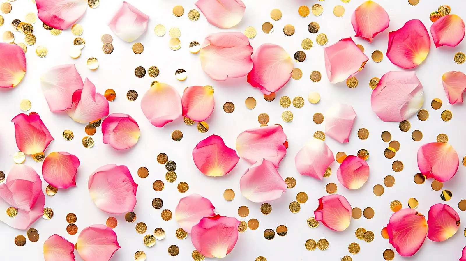 Pink Rose Petals and Gold Pattern Design – free designs image from Dotvec